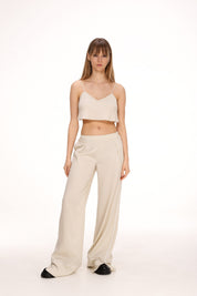  Pants with Slit in White Amoralle
