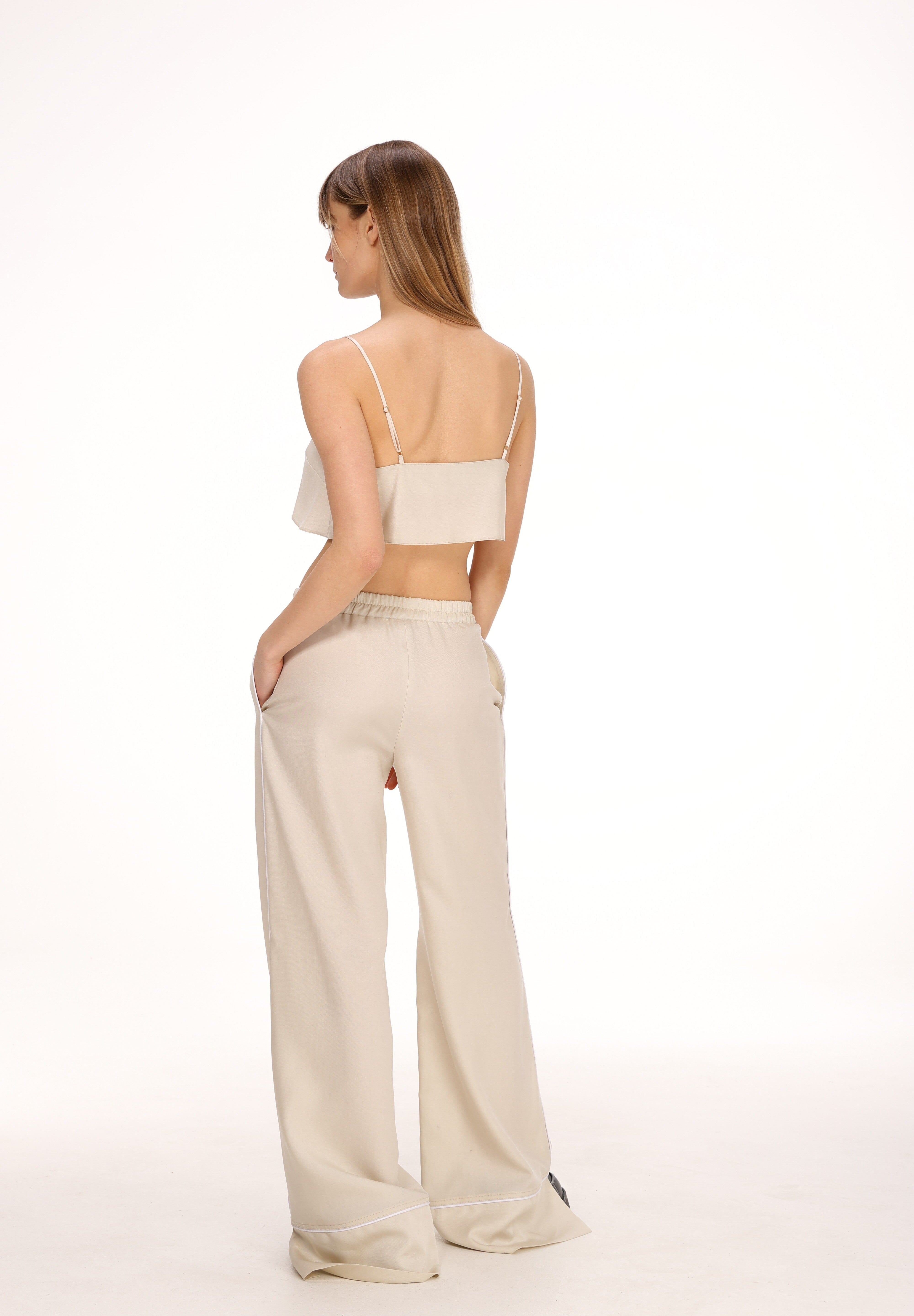  Pants with Slit in White Amoralle
