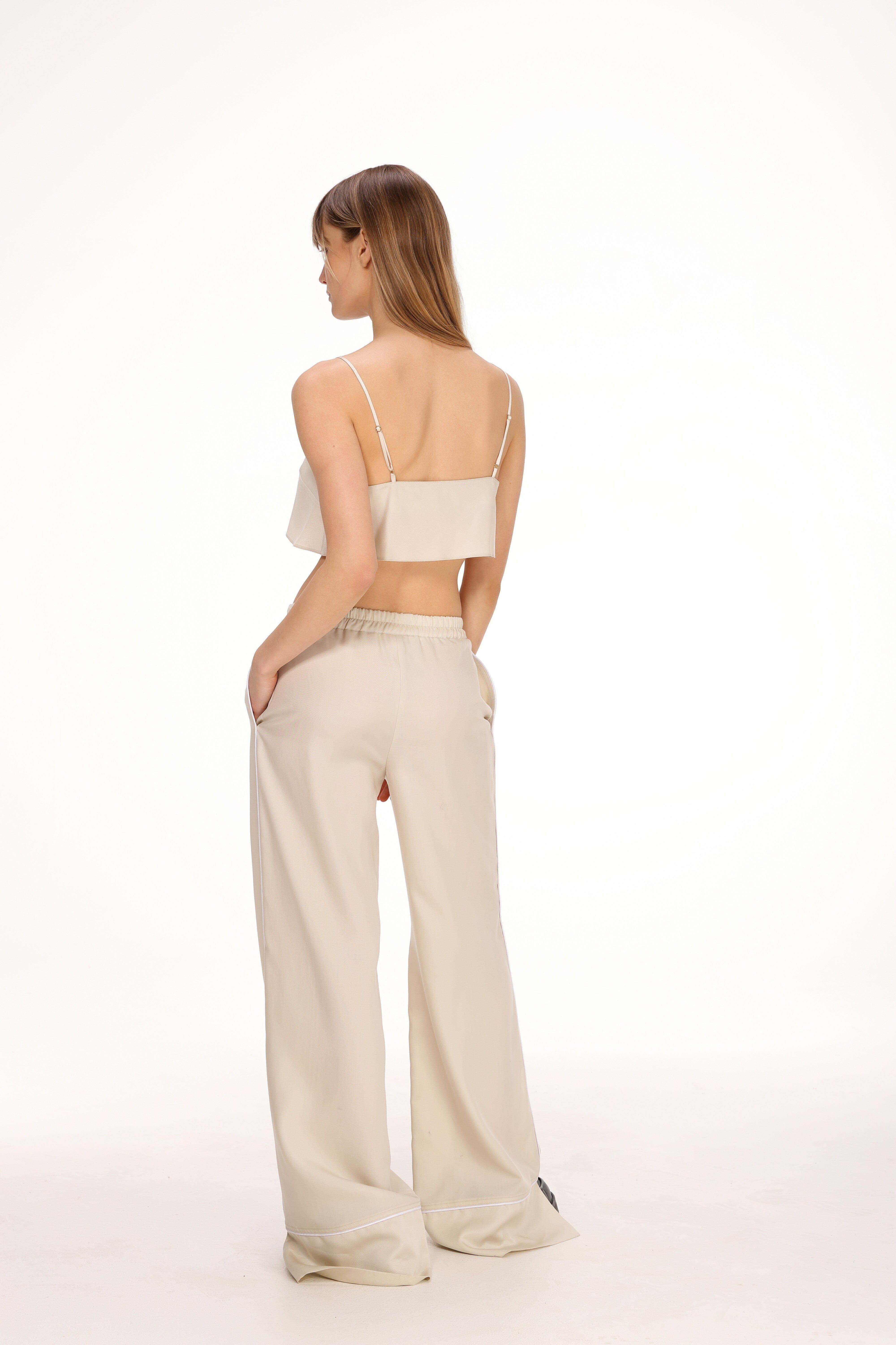  Pants with Slit in White Amoralle