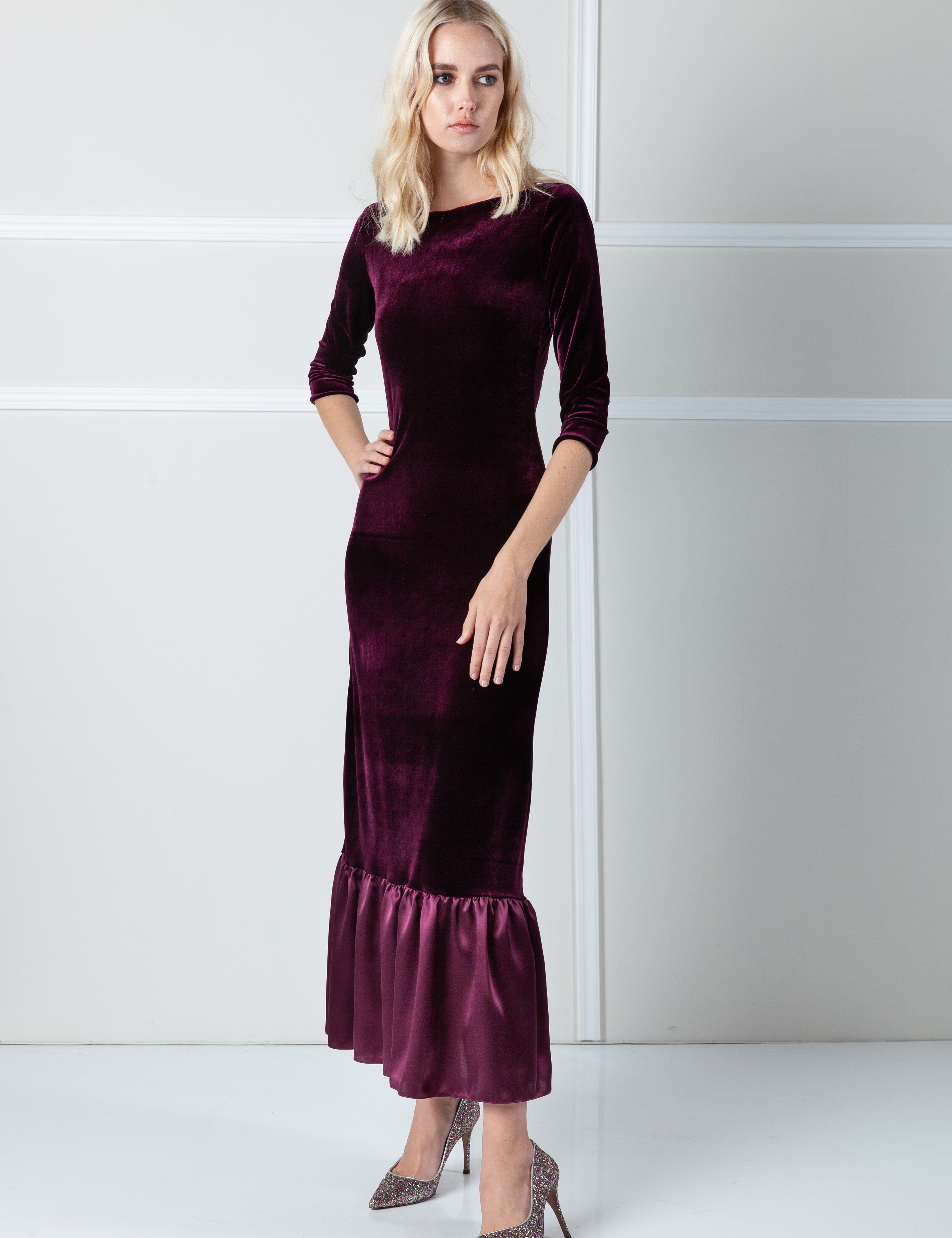  Plum Velvet Dress Product Amoralle