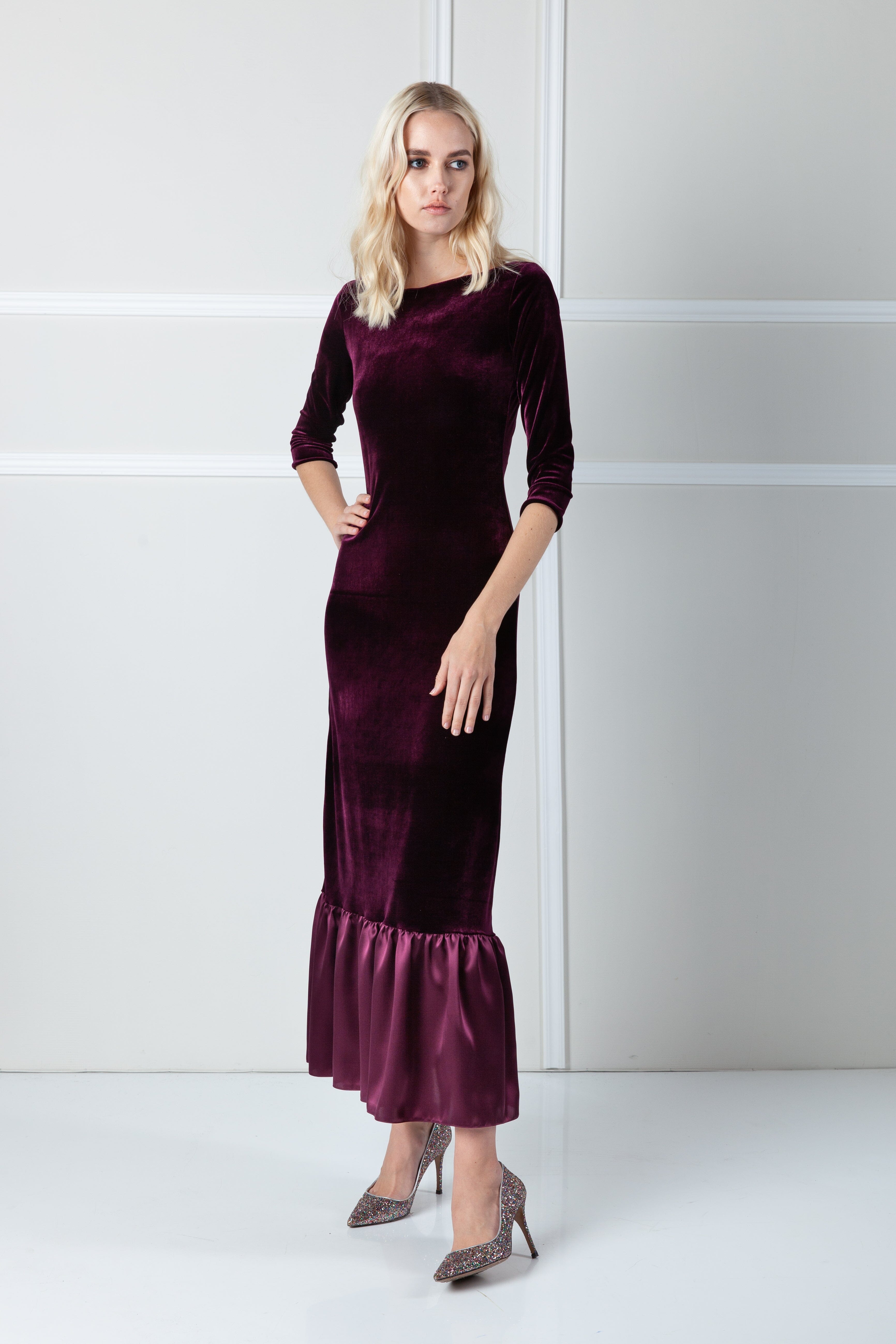  Plum Velvet Dress Product Amoralle