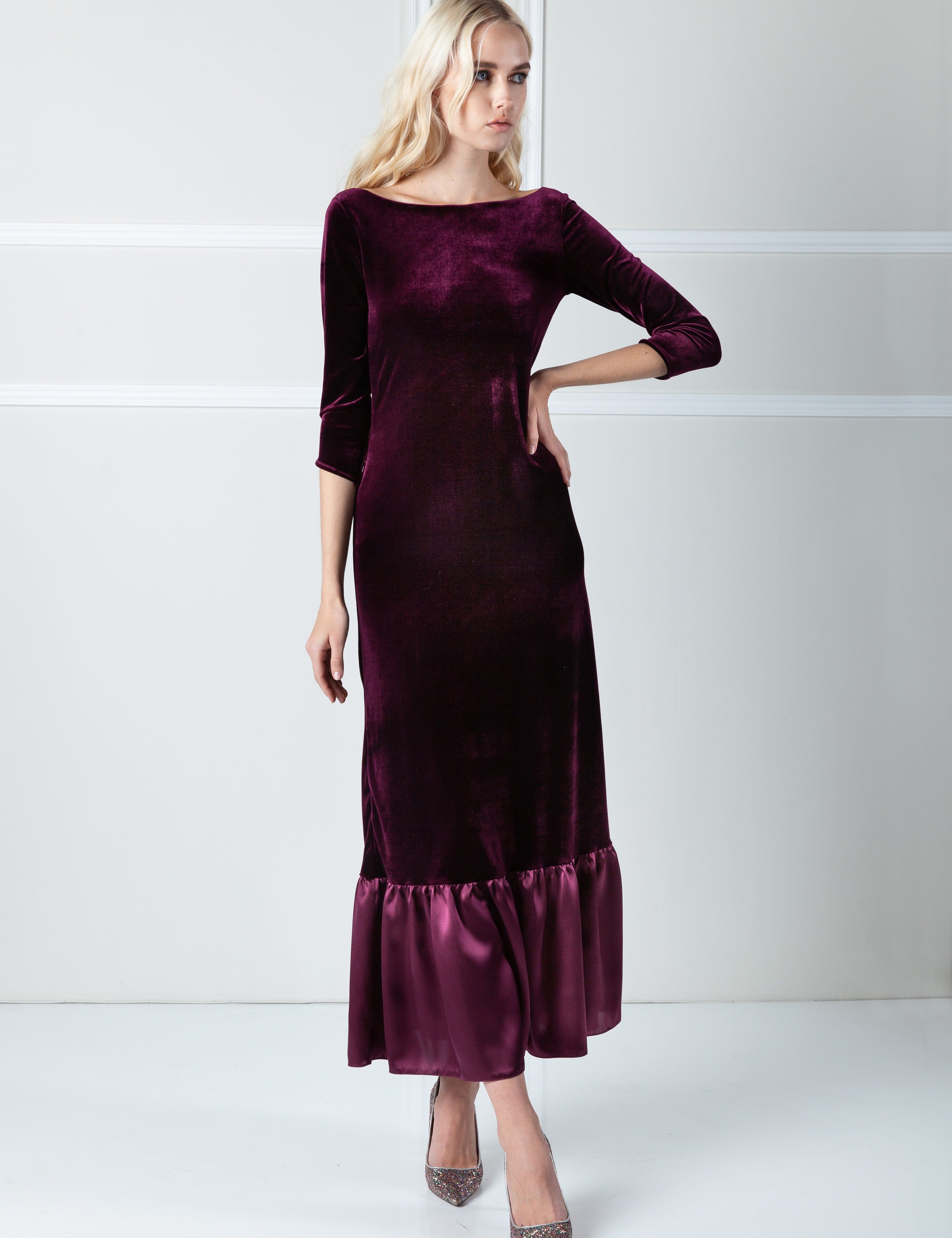  Plum Velvet Dress Product Amoralle