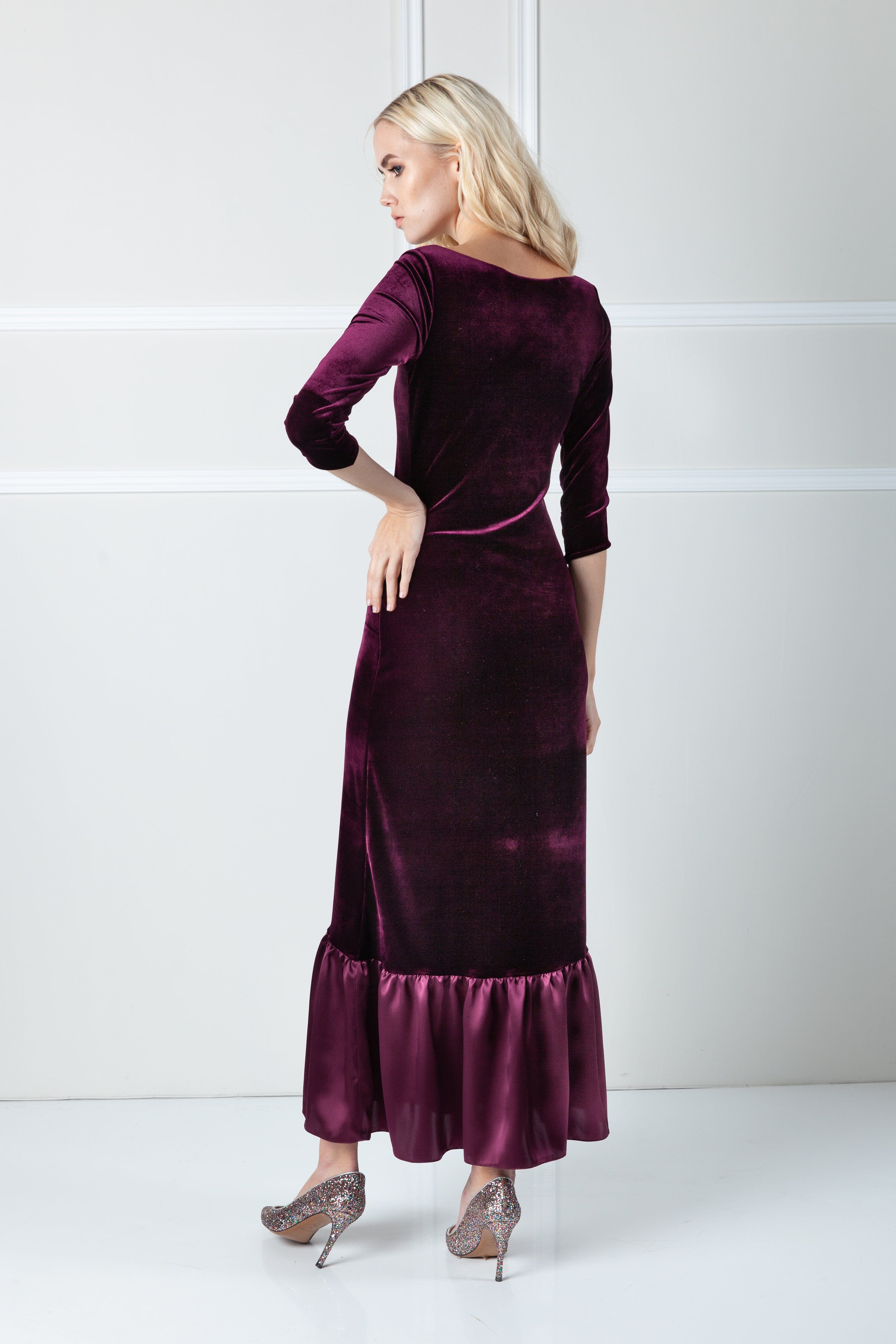  Plum Velvet Dress Product Amoralle