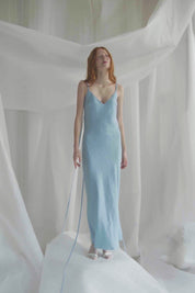 Light Blue Linen Maxi Slip
