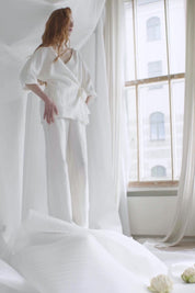 White Linen Set Wrap - Jacket And Trousers