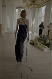 Black Linen Maxi Slip