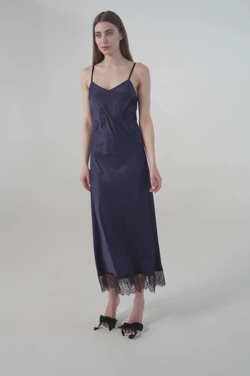 Midnight Veil Midi Slip Dress