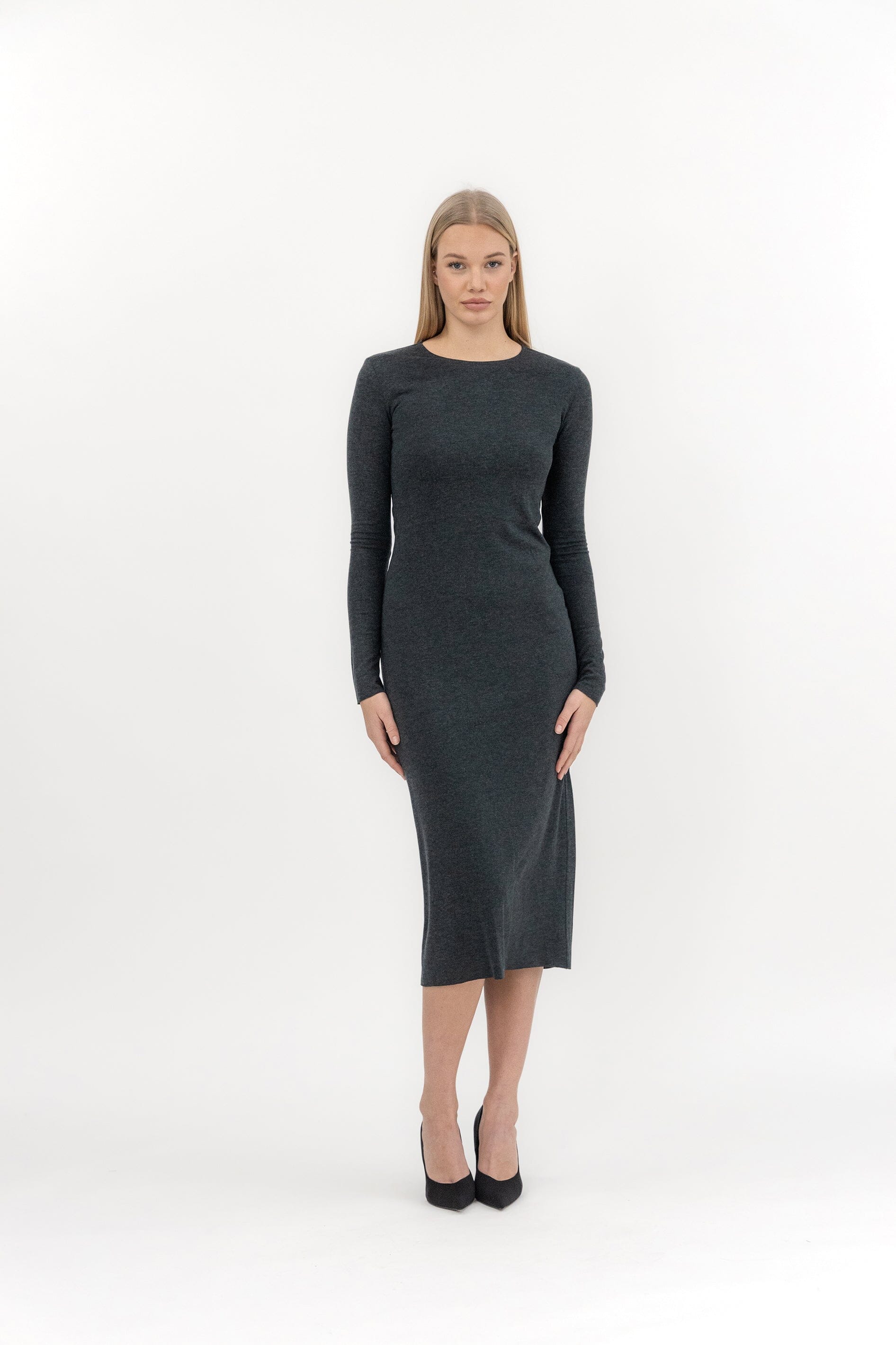  Prominent Wool Dress Dark Grey Product Amoralle