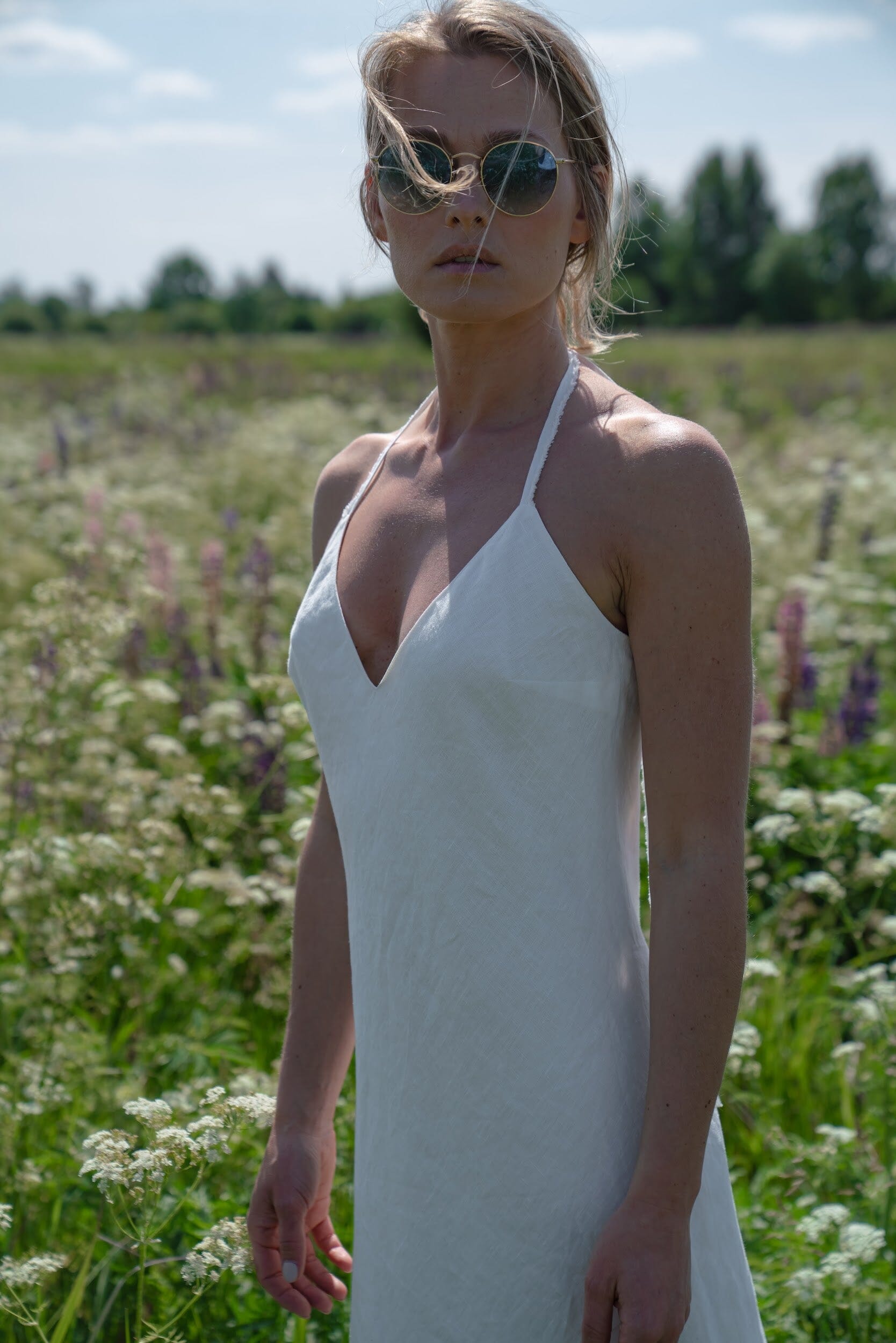  Pure Linen Romance Dress White Product Amoralle