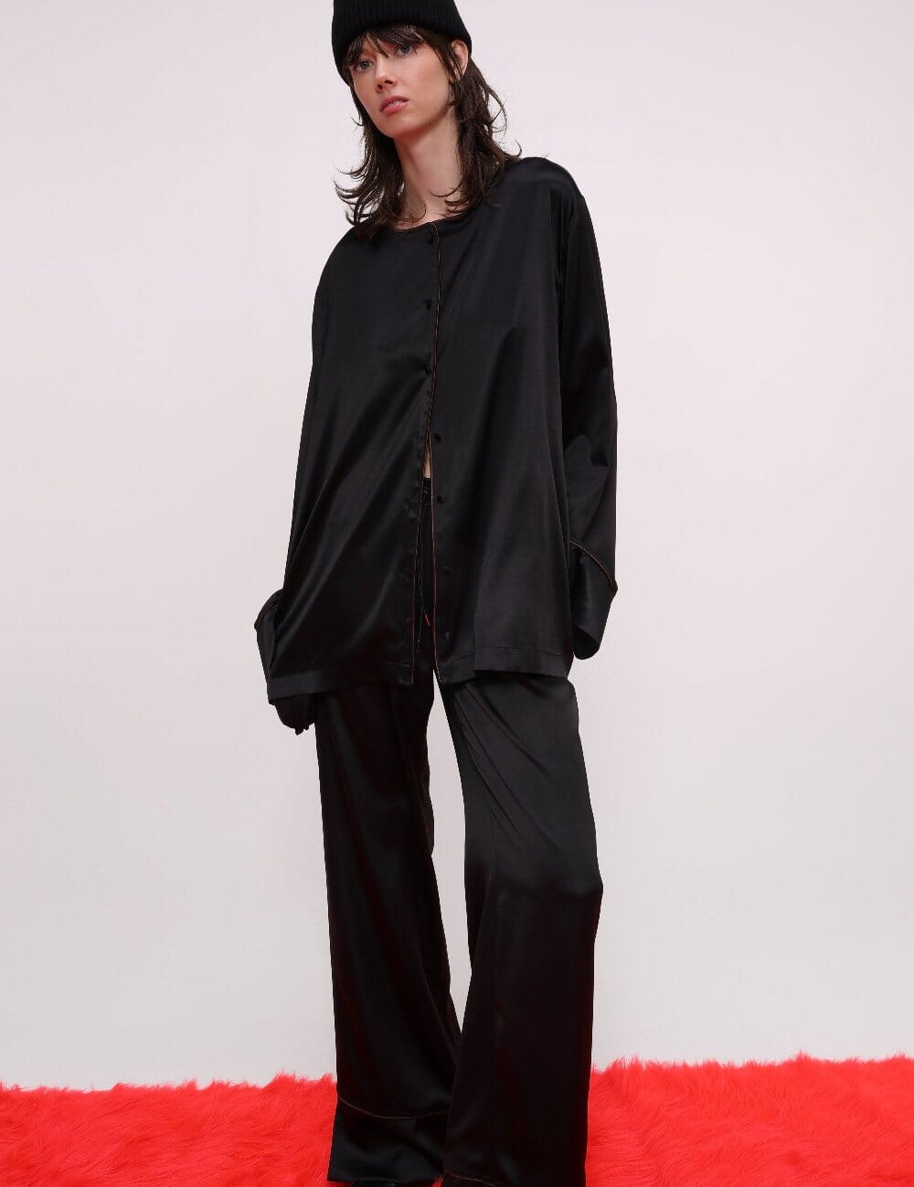  Relaxed Silk Button-Up Shirt Product Amoralle