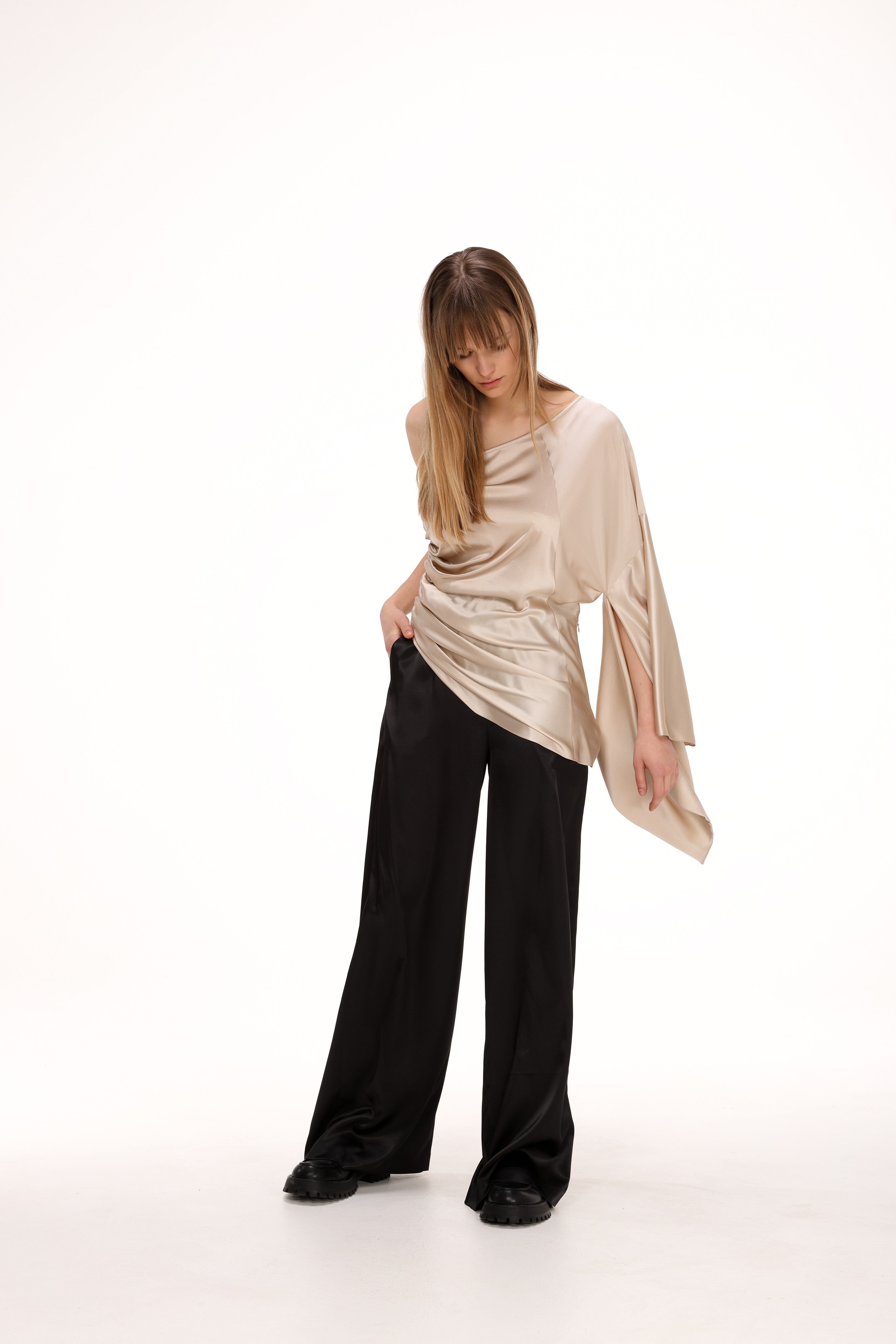  Satin Pants in Black Product Amoralle