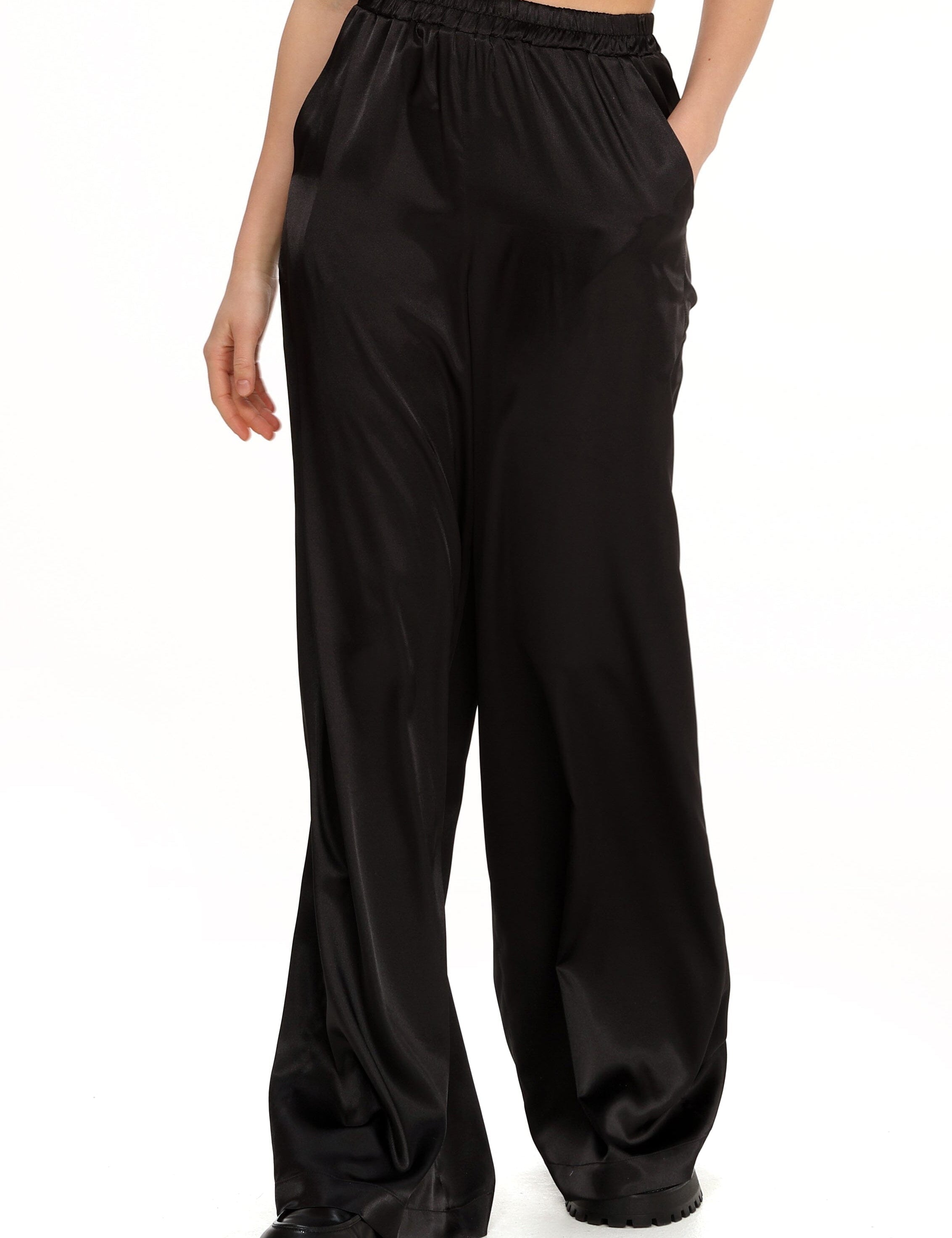  Satin Pants in Black Product Amoralle