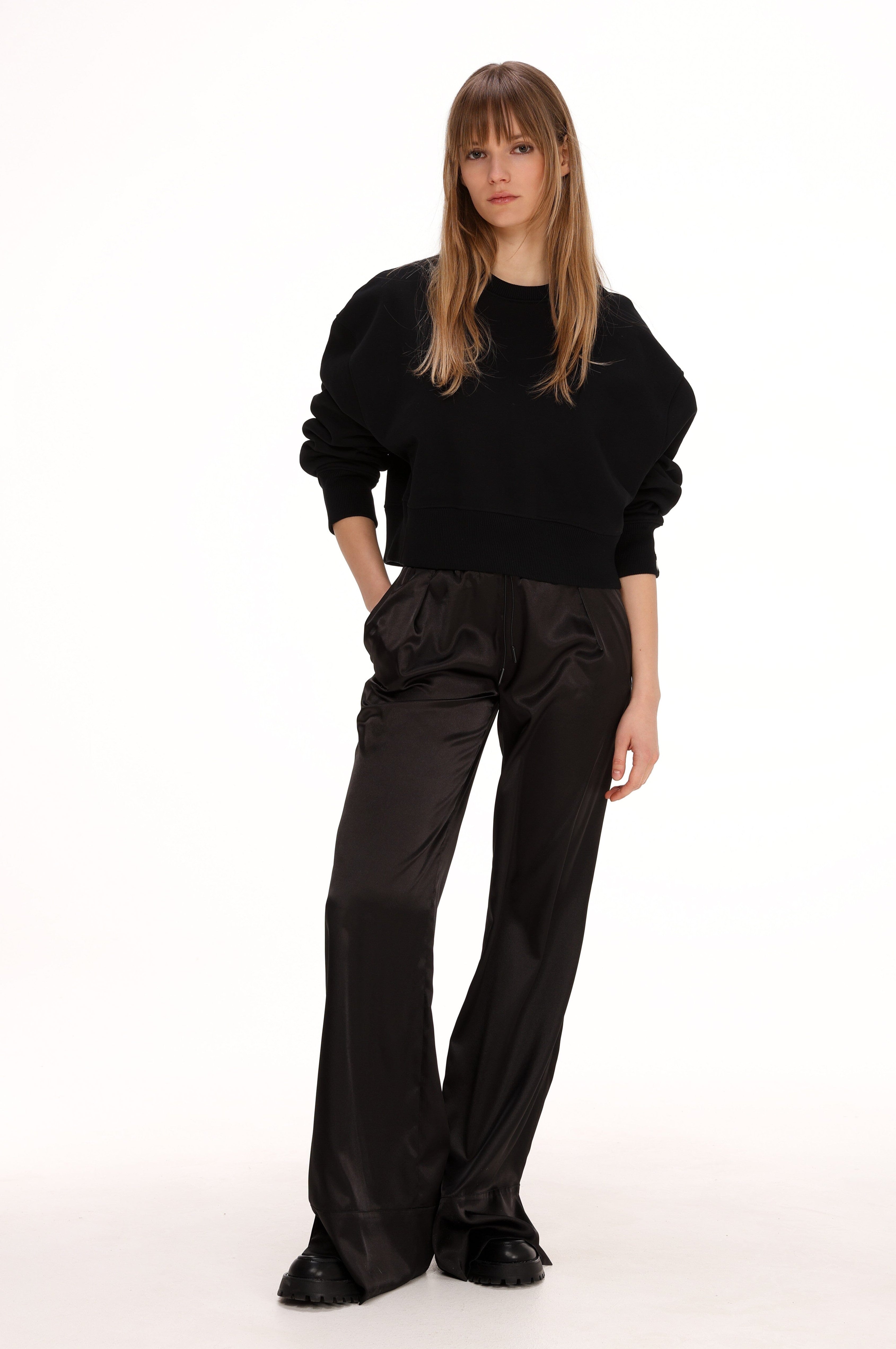  Satin Pants in Black Product Amoralle