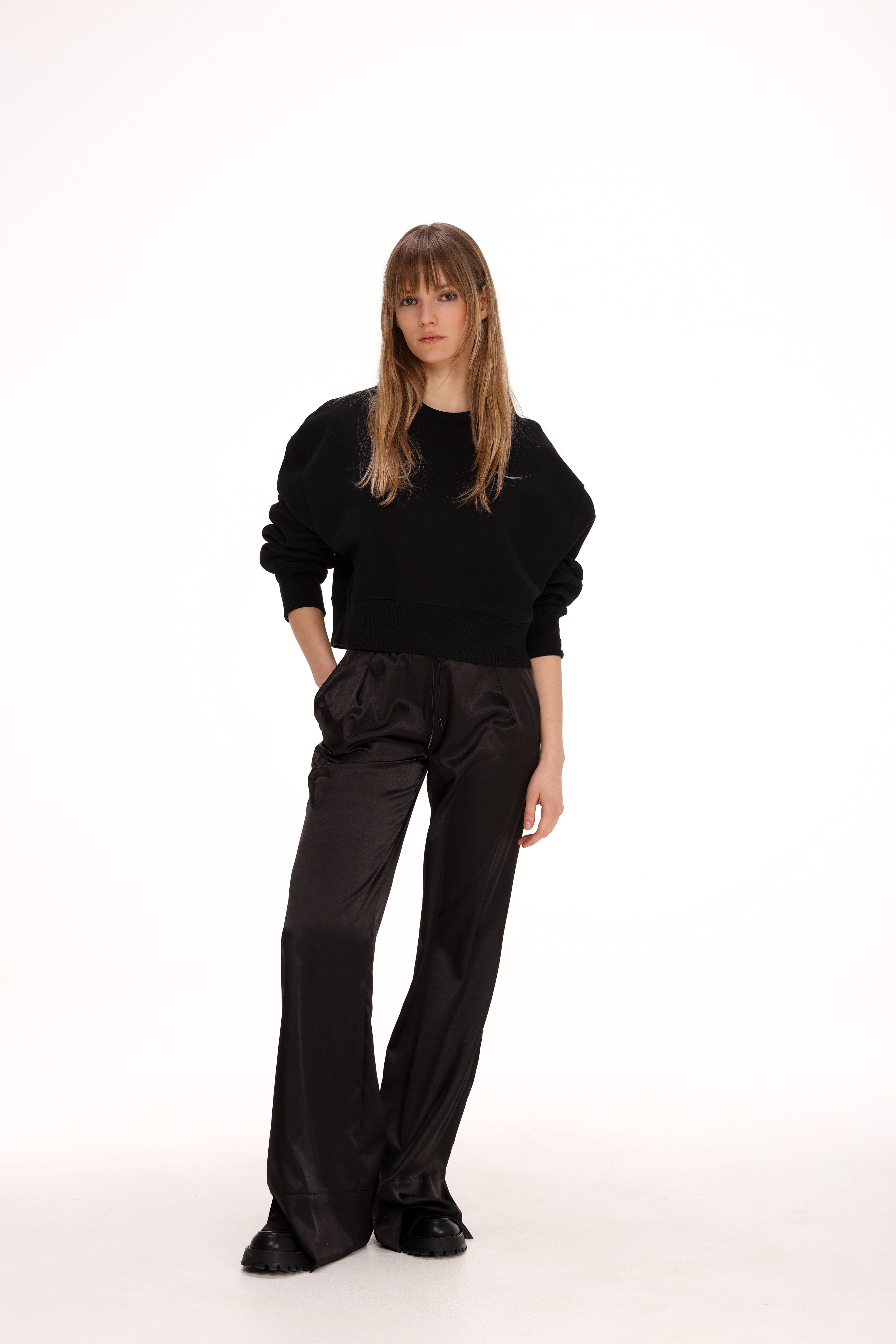  Satin Pants in Black Product Amoralle