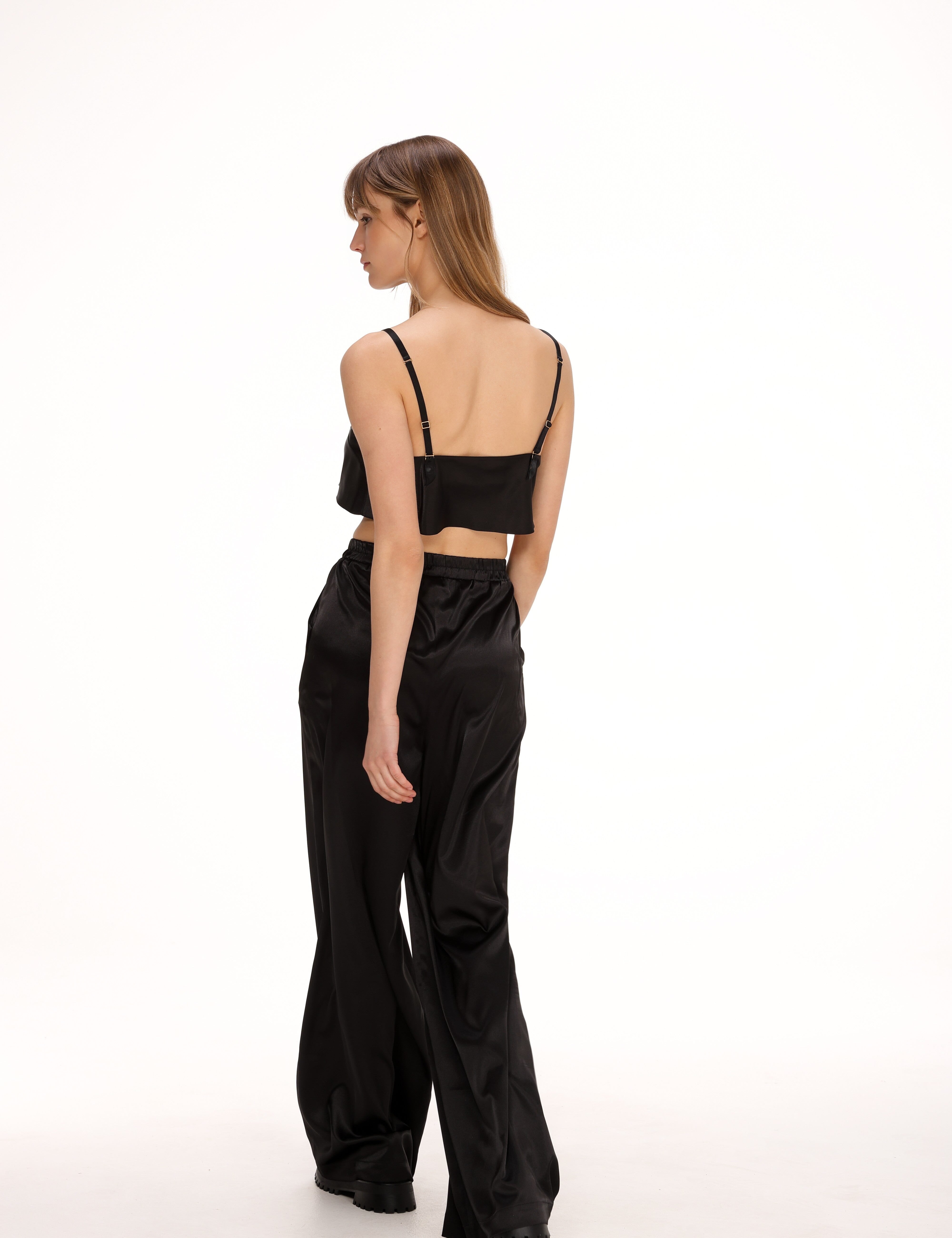  Satin Pants in Black Product Amoralle