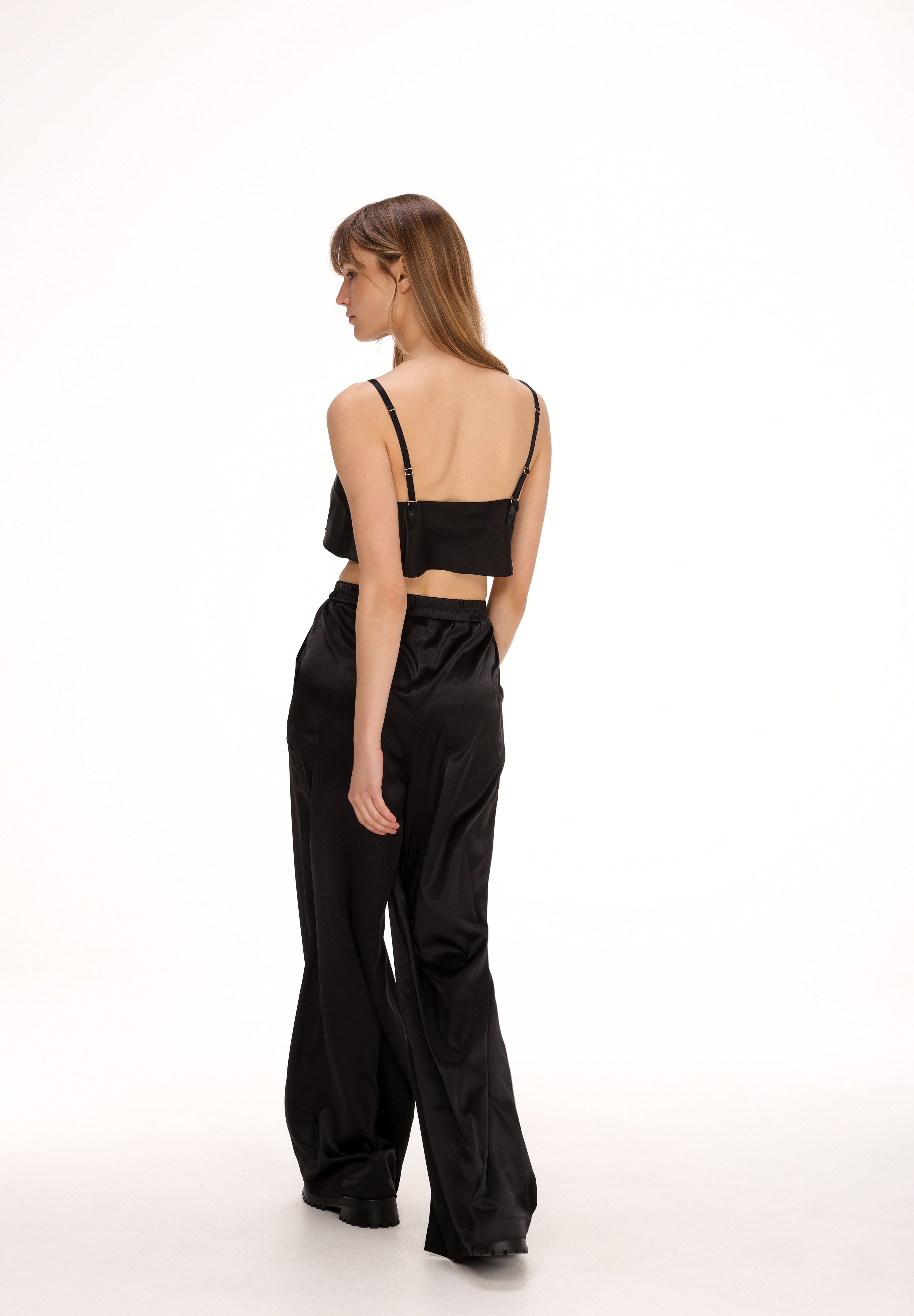  Satin Pants in Black Product Amoralle