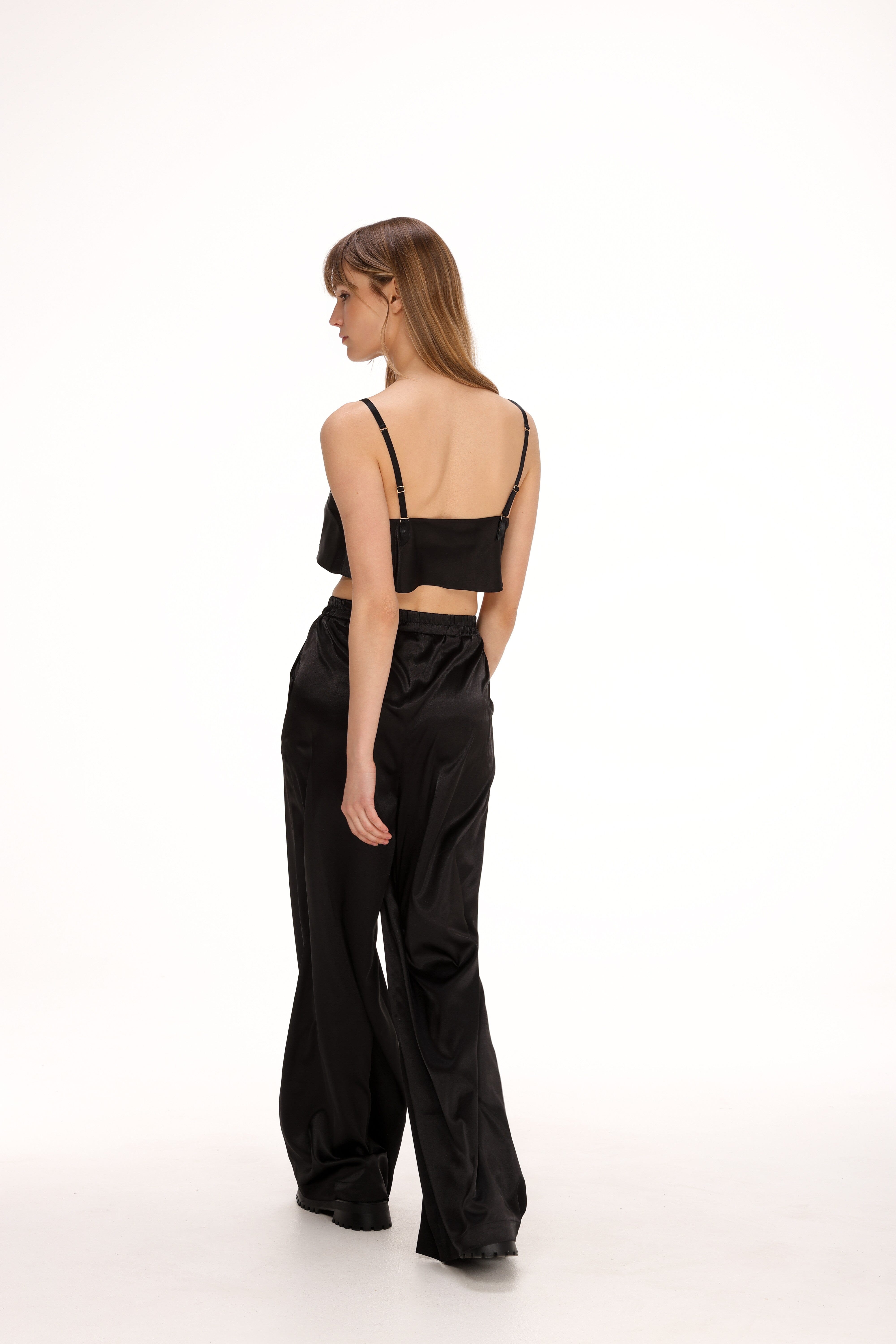  Satin Pants in Black Product Amoralle