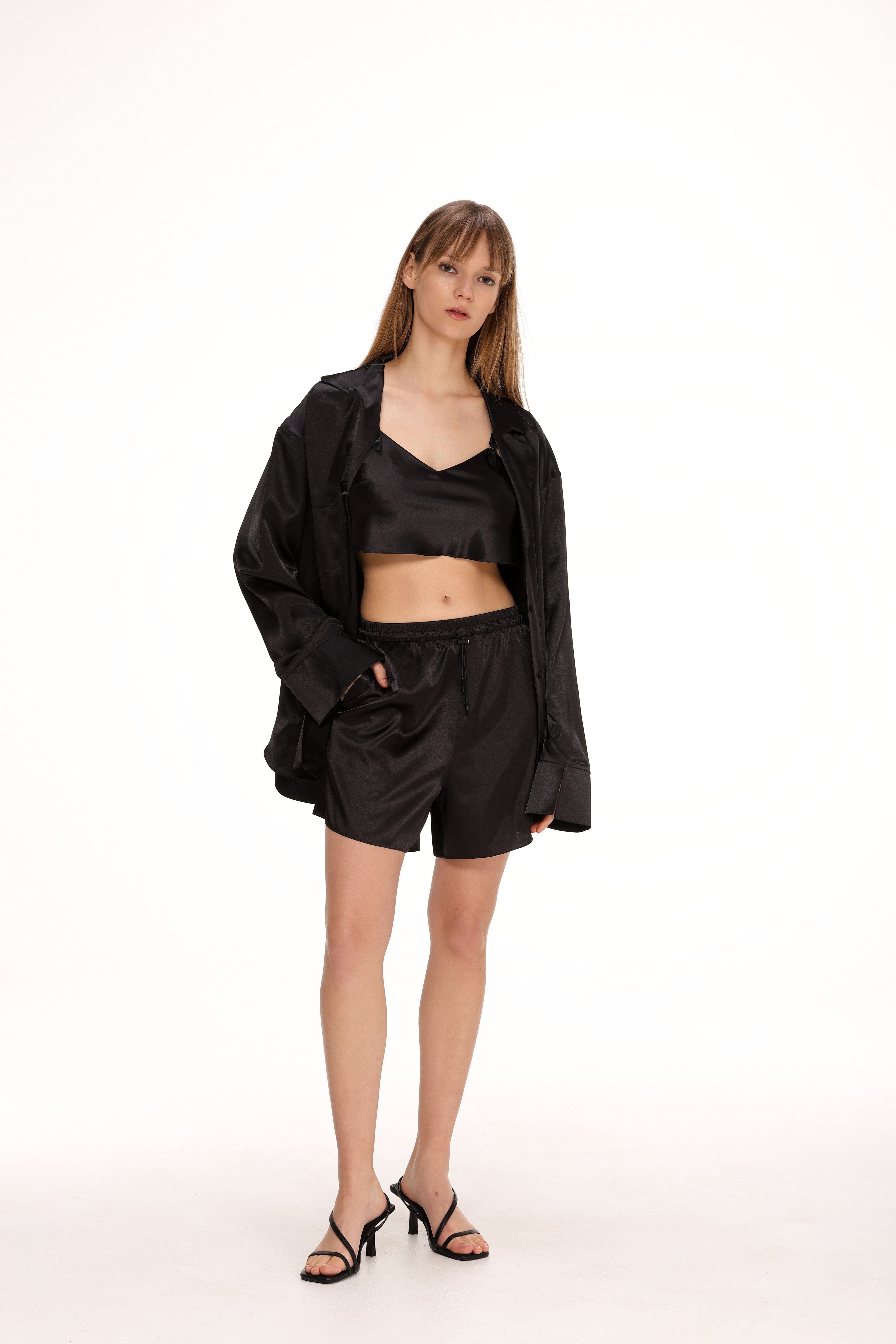  Satin Shorts with Pockets Product Amoralle