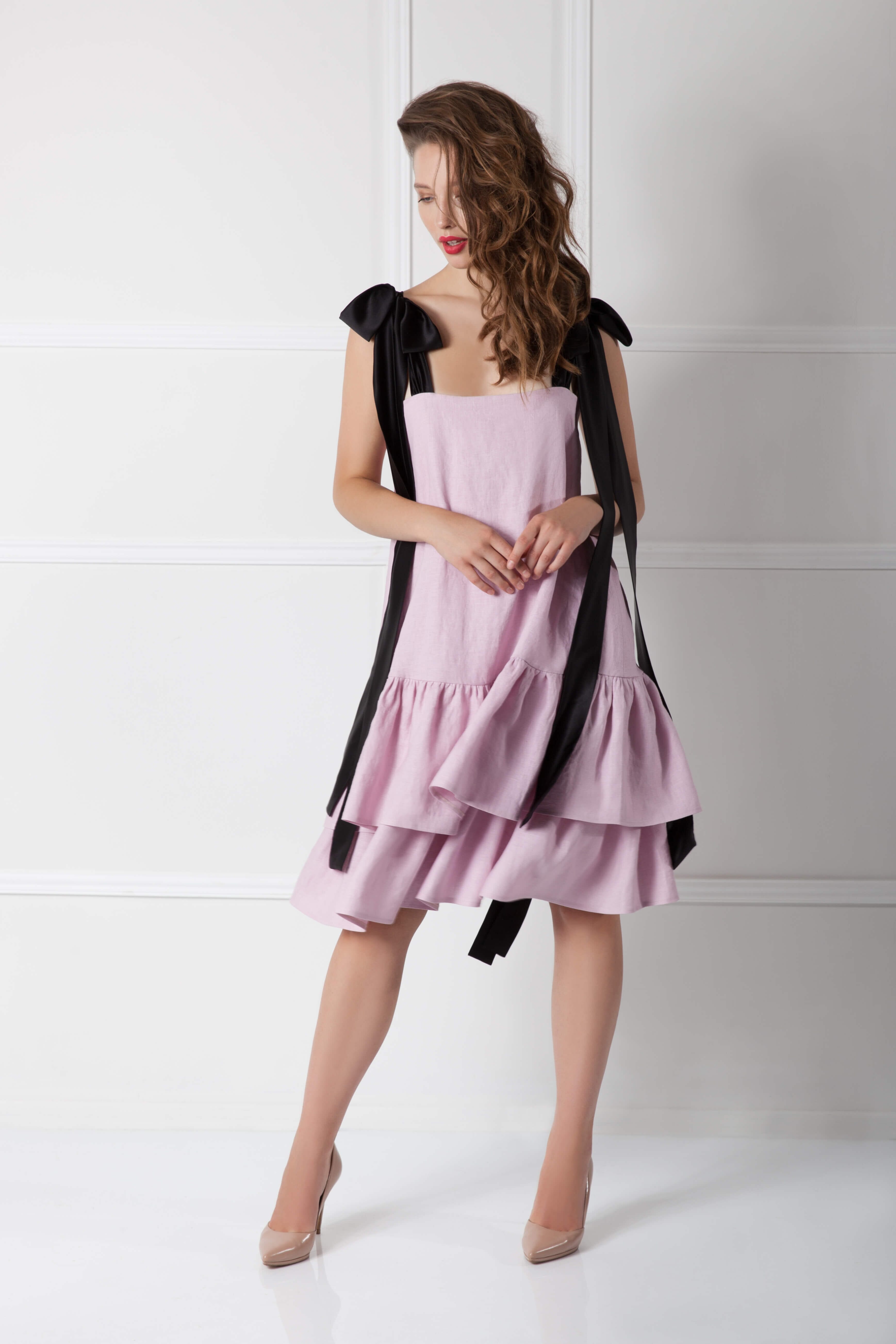  Serene Peony Linen Dress Product Amoralle