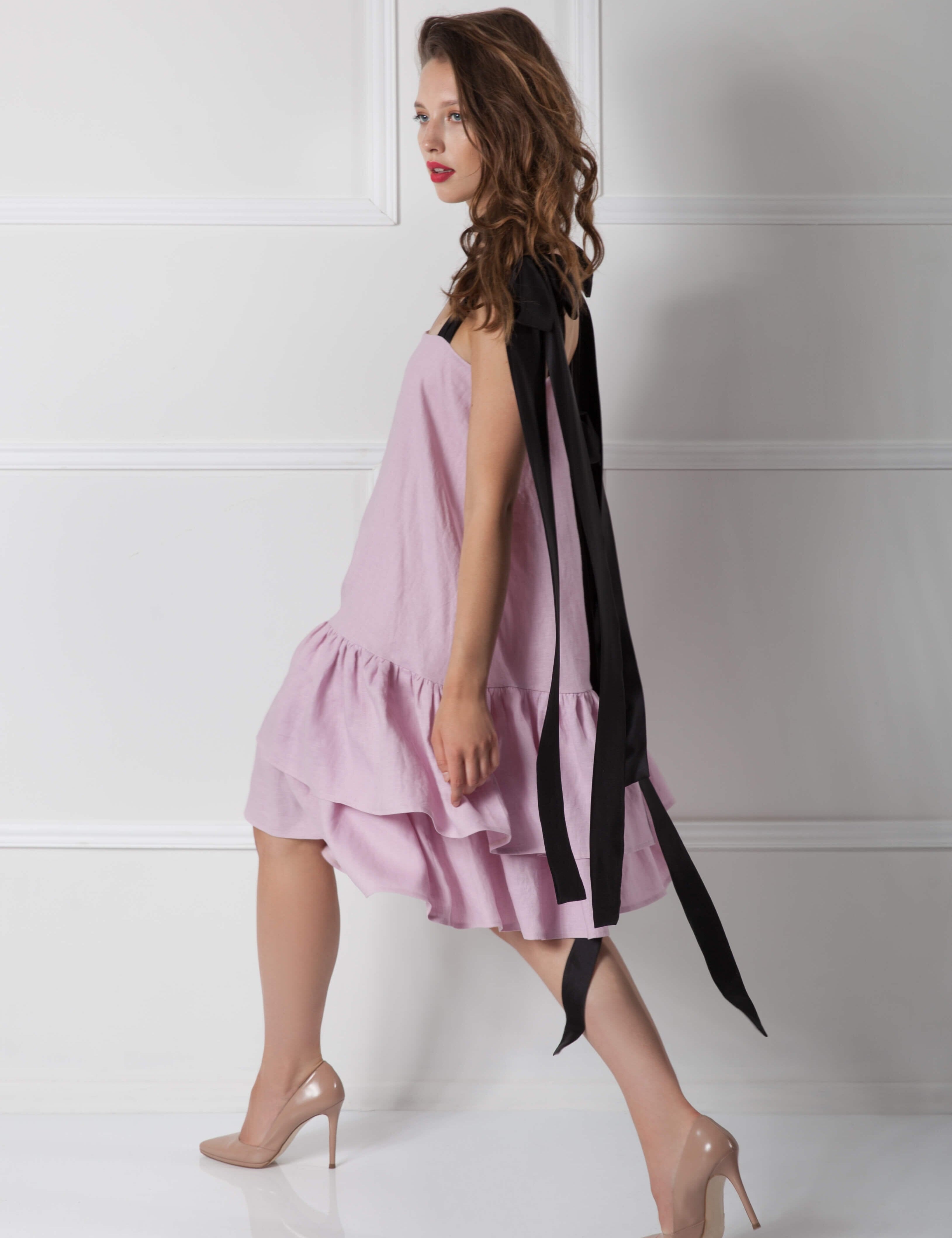  Serene Peony Linen Dress Product Amoralle