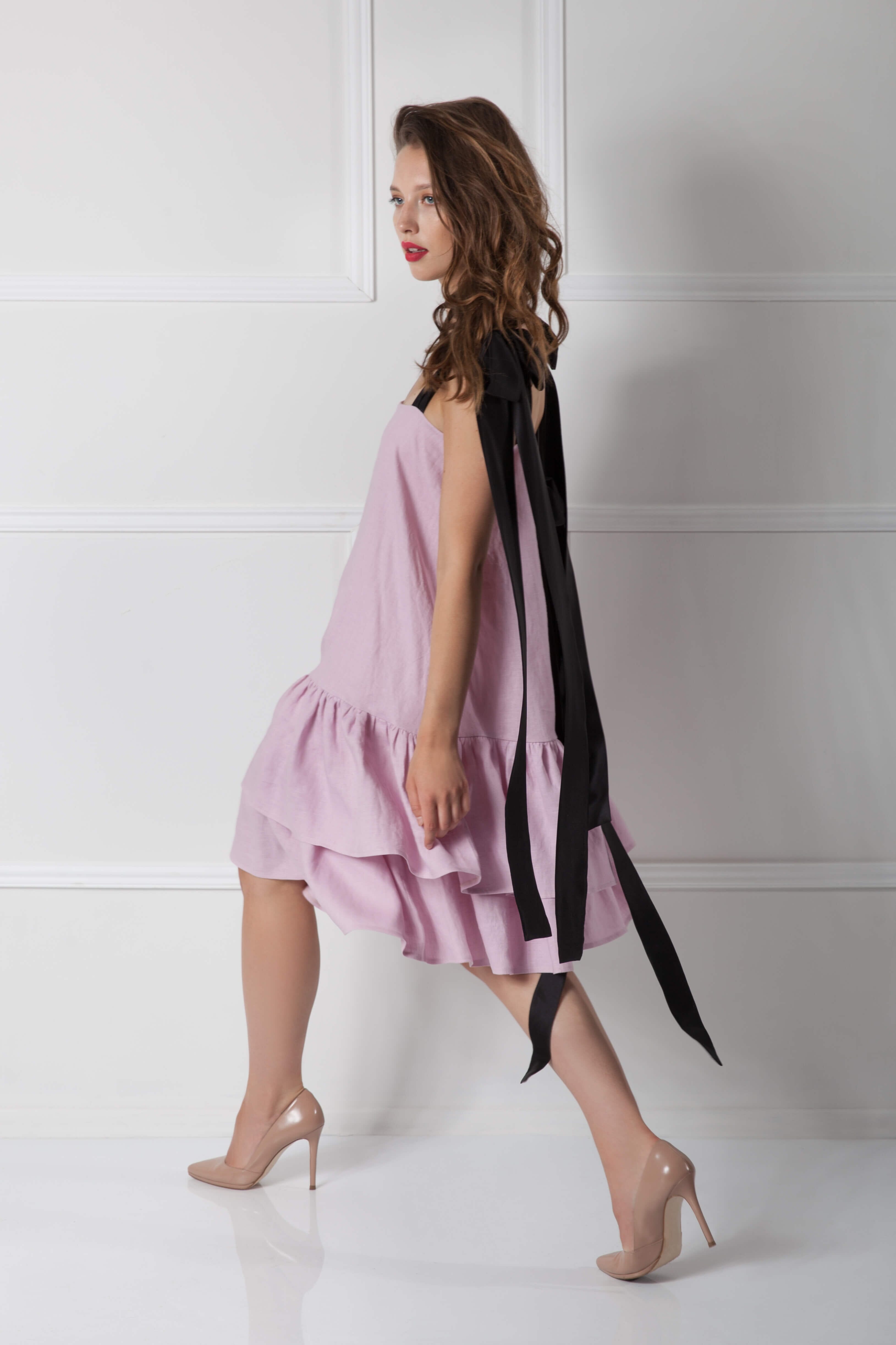  Serene Peony Linen Dress Product Amoralle