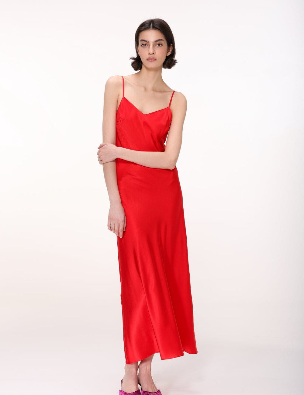  Silk Midi Slip Dress Product Amoralle