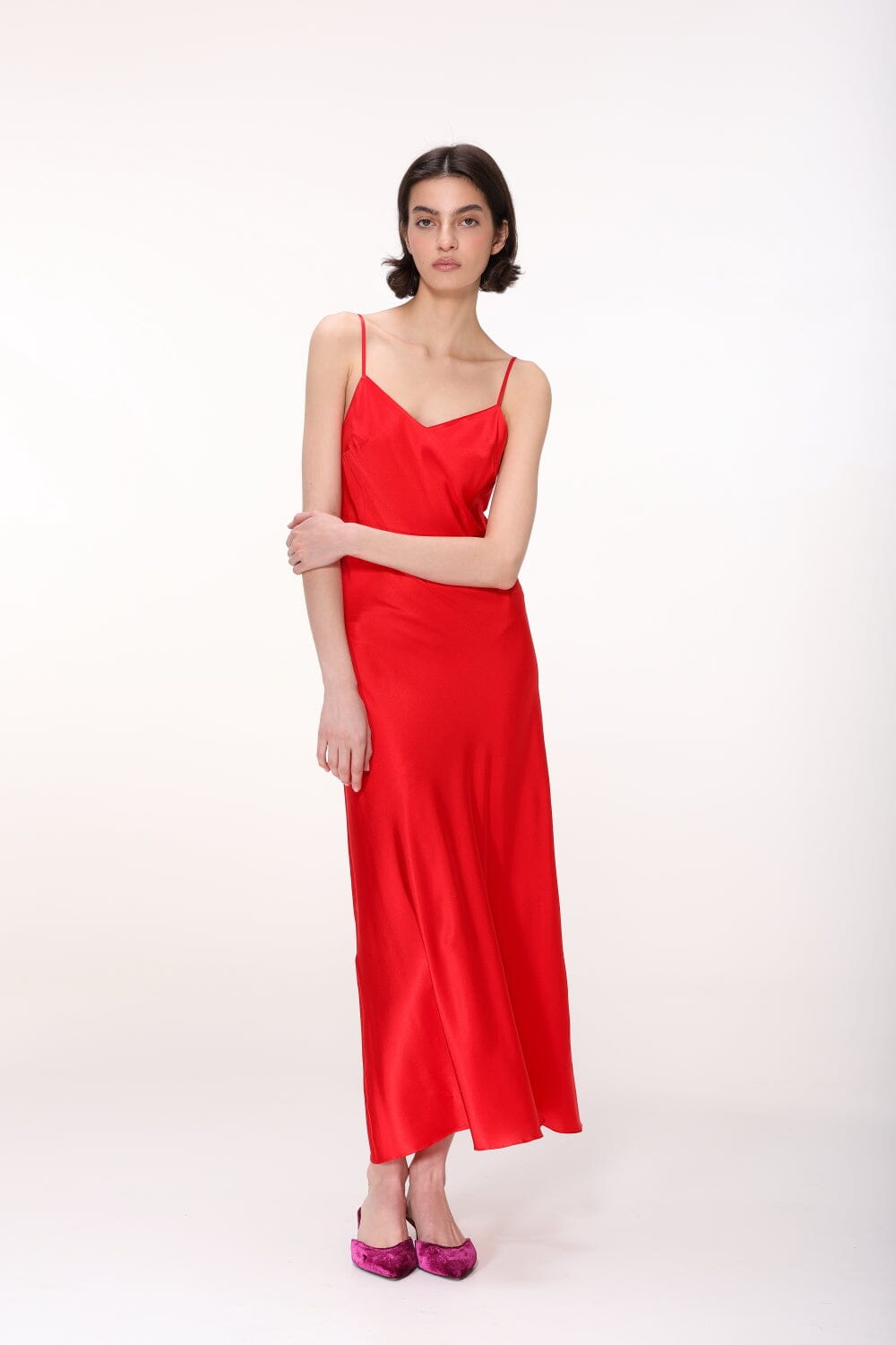  Silk Midi Slip Dress Product Amoralle