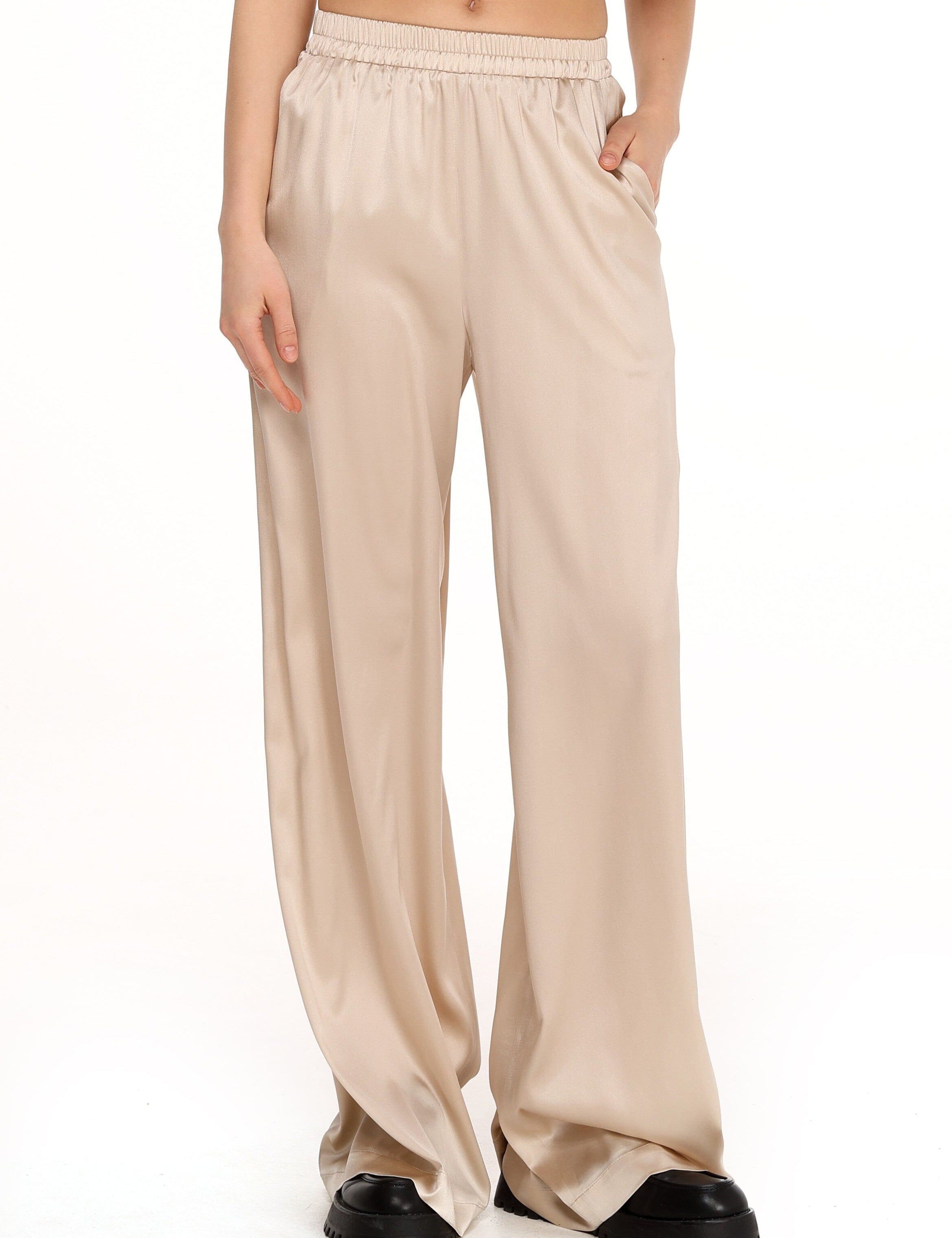 Silk Pants in Light Beige Product Amoralle