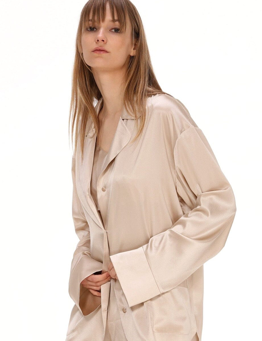  Silk Shirt in Light Beige Product Amoralle