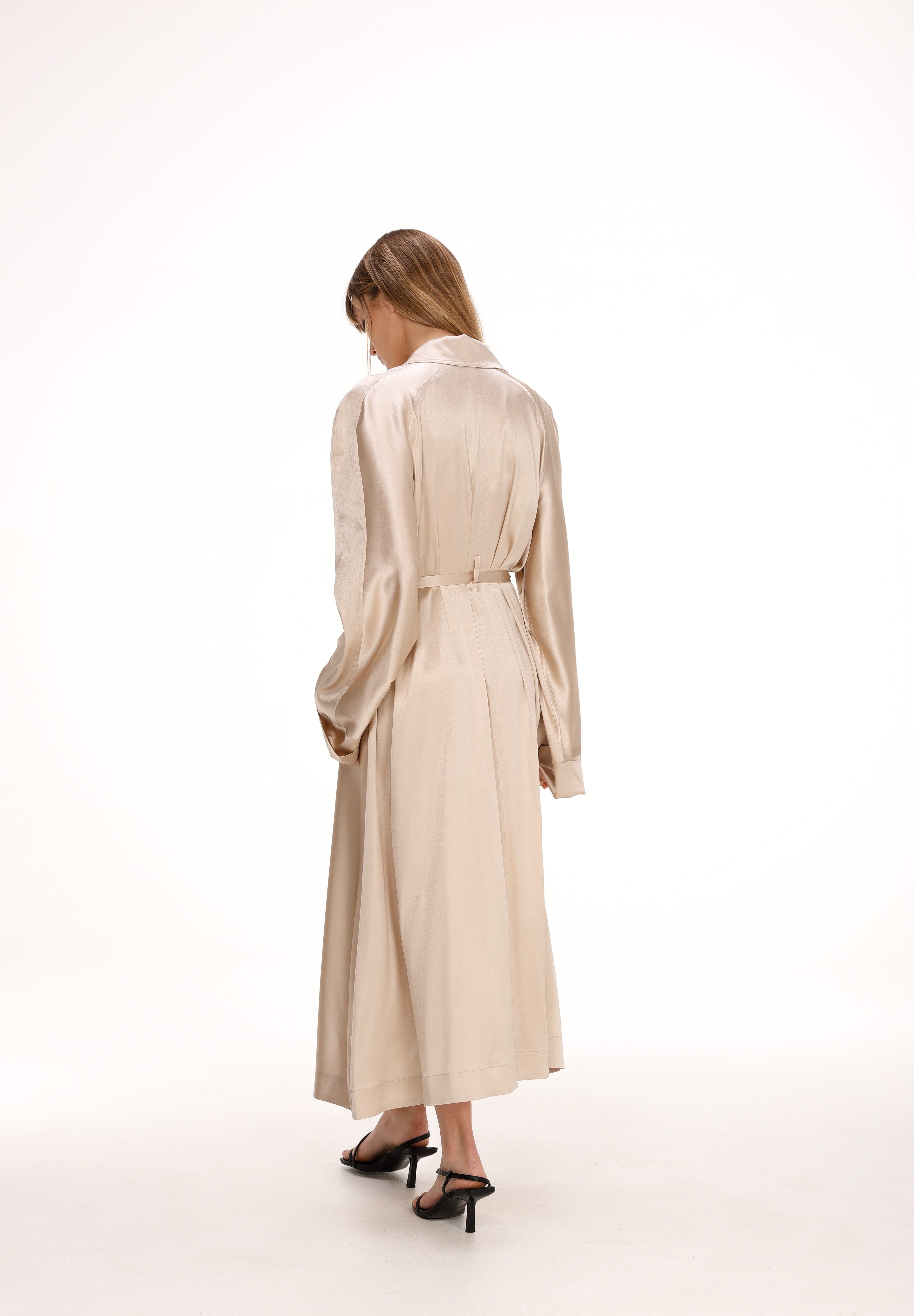  Silk Trench Coat with Pockets Product Amoralle
