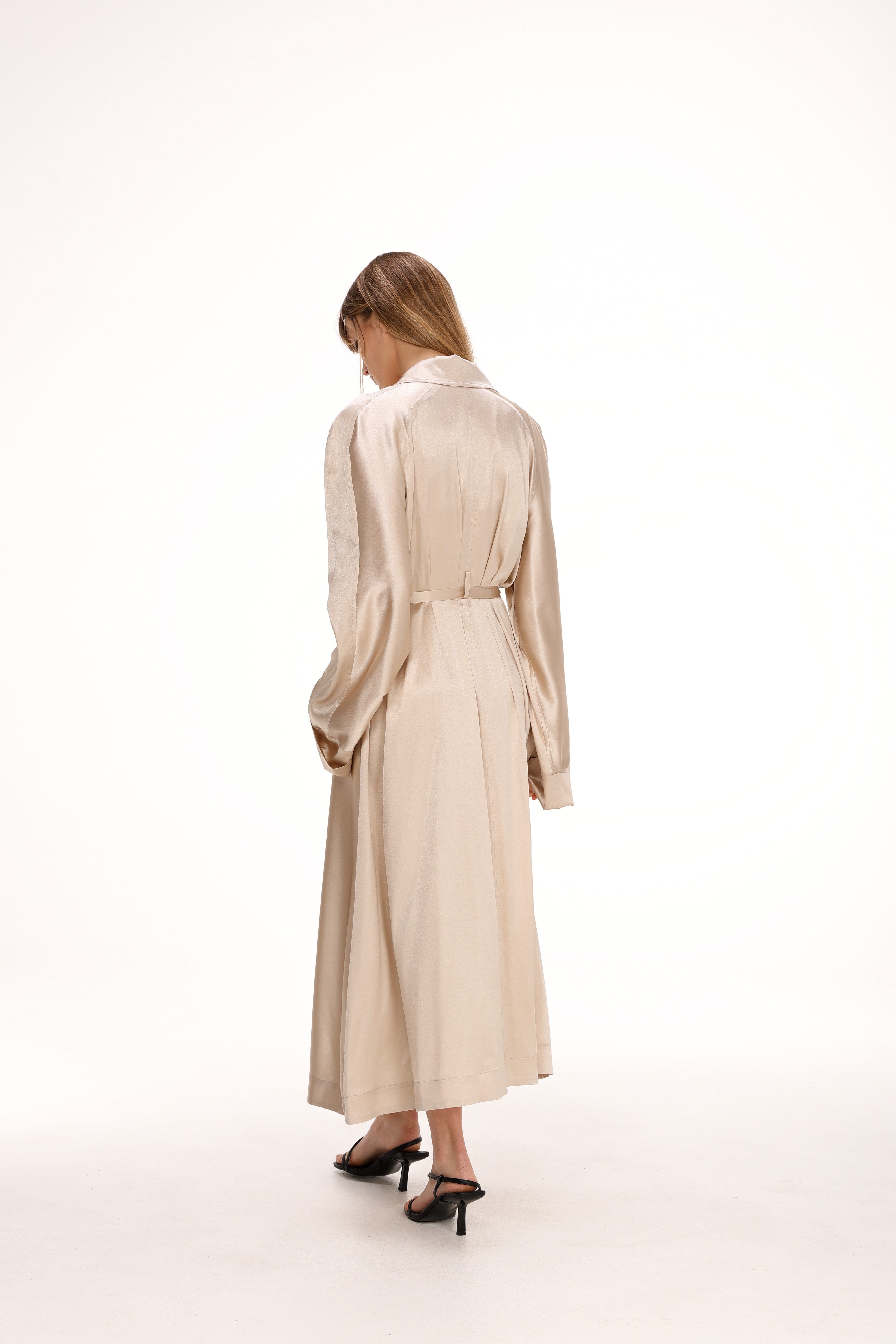  Silk Trench Coat with Pockets Product Amoralle