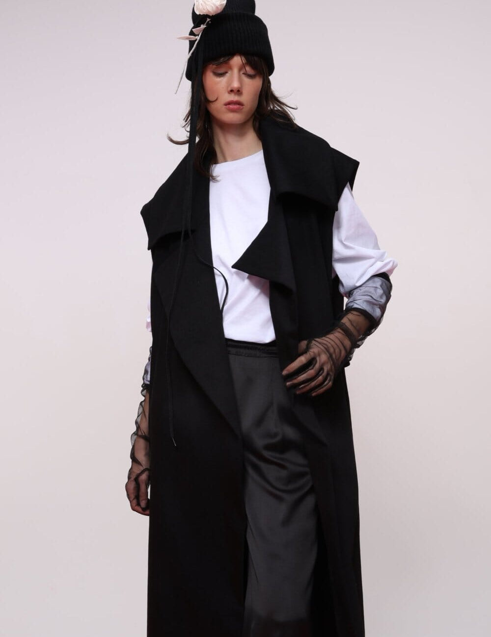  Sleeveless Belted Cotton Coat Product Amoralle