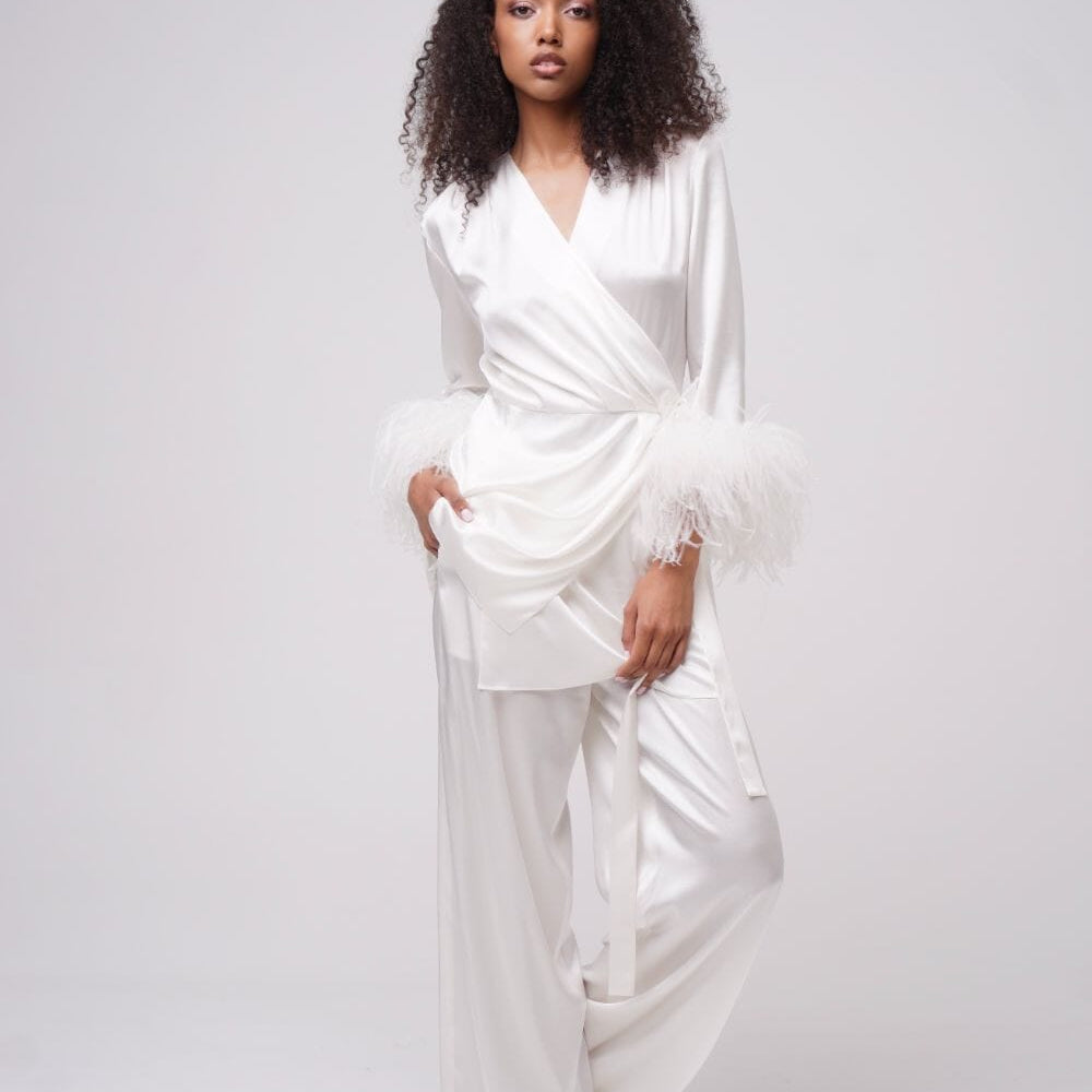  Stargazing Silk Kimono And Trousers Set Product Amoralle