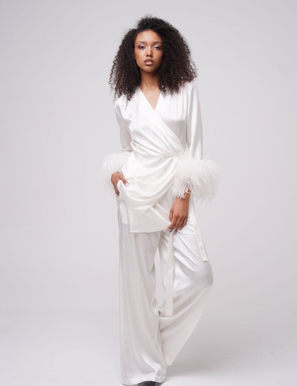  Stargazing Silk Kimono And Trousers Set Product Amoralle