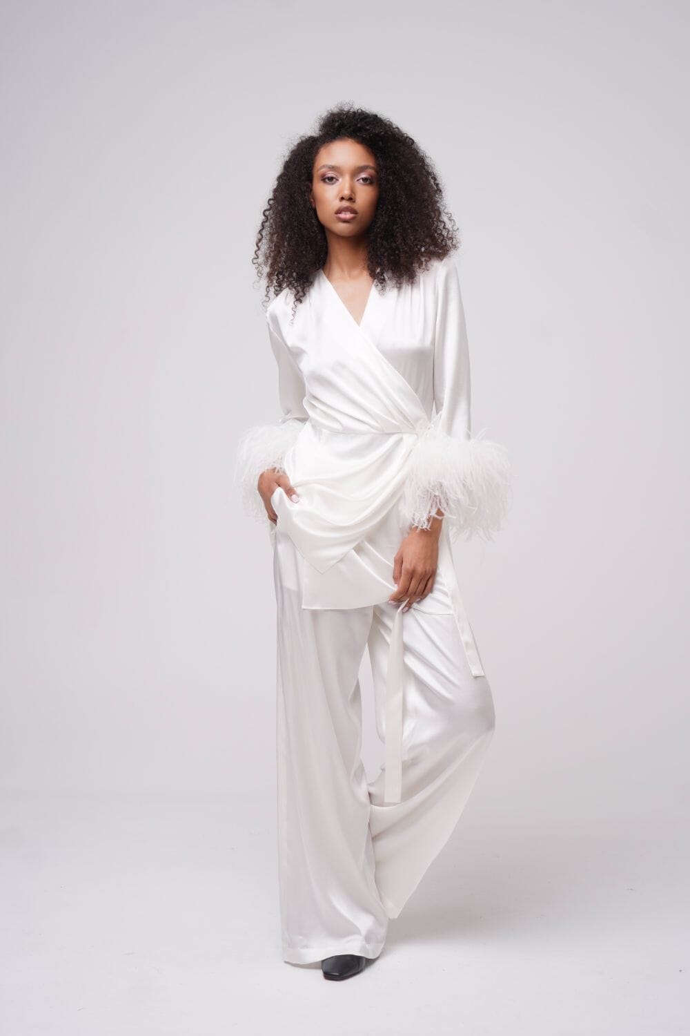  Stargazing Silk Kimono And Trousers Set Product Amoralle