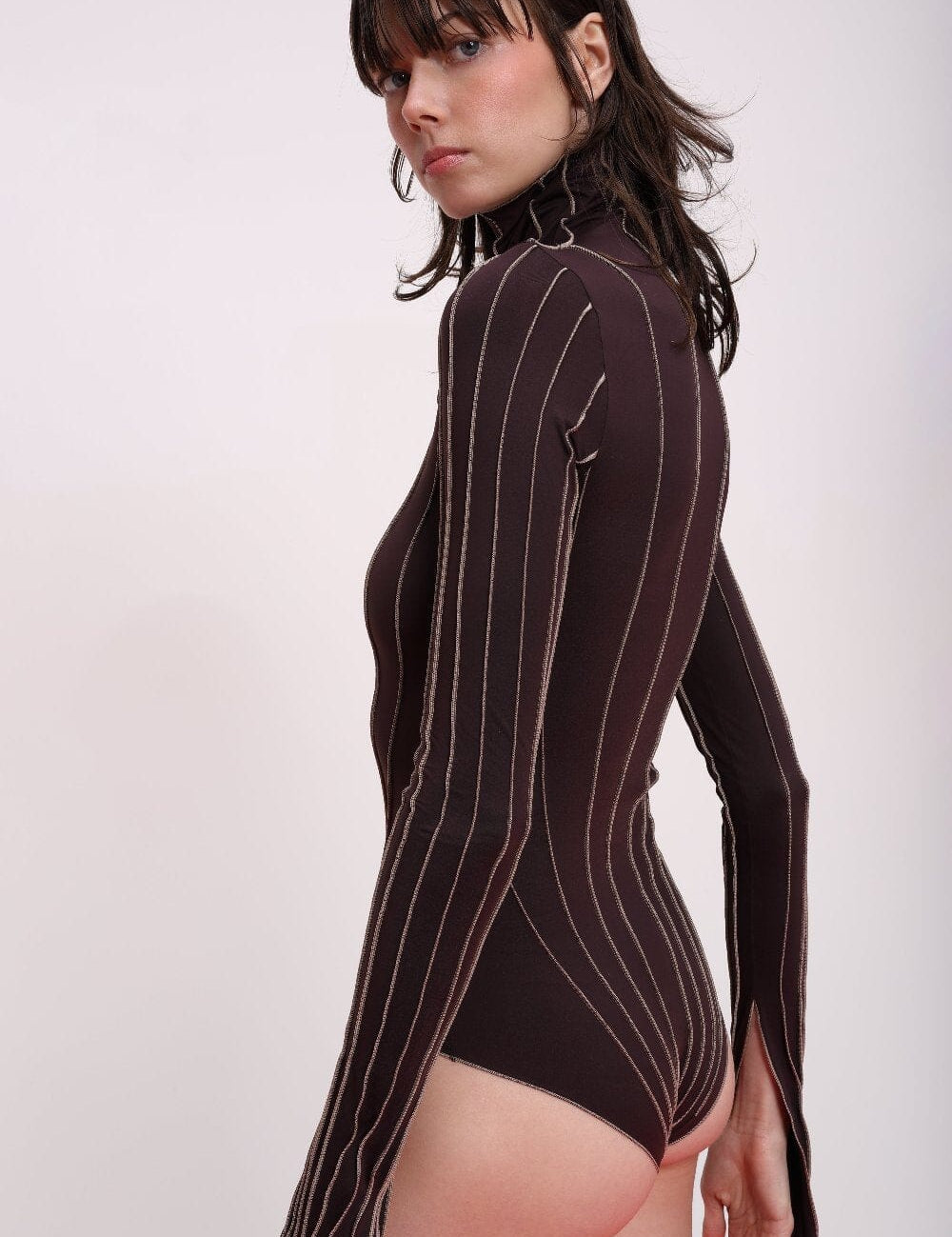  Stitch Detail Long Sleeve Bodysuit Product Amoralle