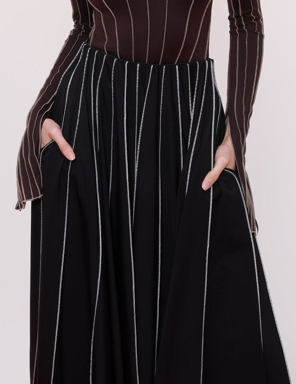 Stitch Detail Midi Skirt Product Amoralle