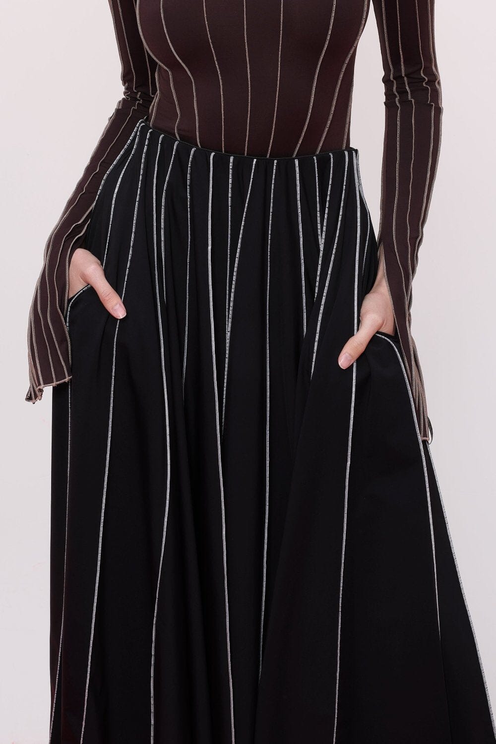  Stitch Detail Midi Skirt Product Amoralle