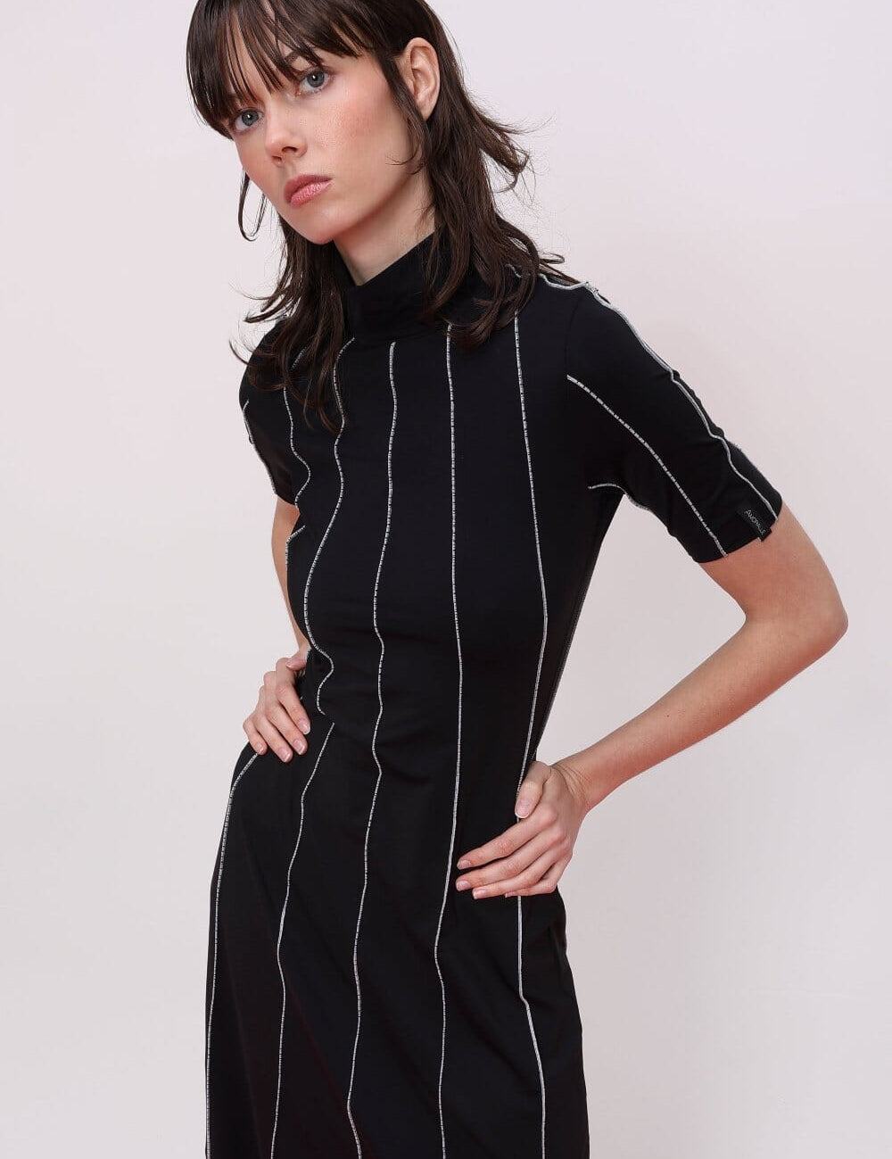  Stitch Detail Turtleneck Midi Dress Product Amoralle
