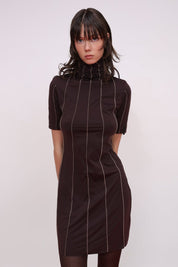  Stitch Detail Turtleneck Mini Dress Product Amoralle