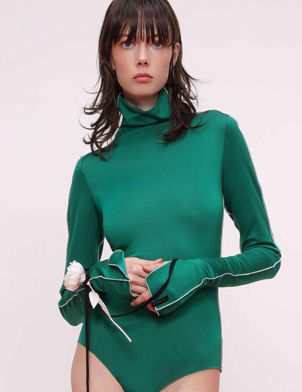  Stitch Sleeve Detail Turtleneck Bodysuit Product Amoralle