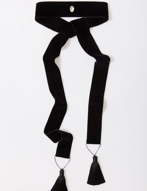  Velvet Collar Belt With Tassels & Crystal Product Amoralle