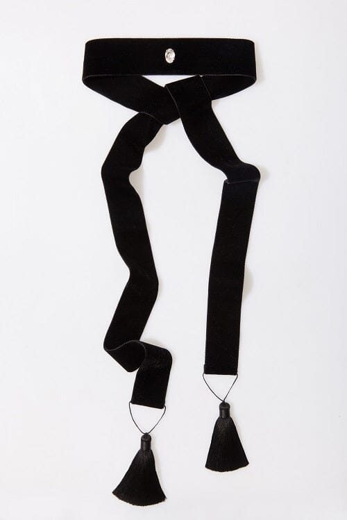  Velvet Collar Belt With Tassels & Crystal Product Amoralle