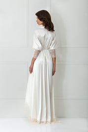  White Lace & Satin Maxi Dress Product Amoralle