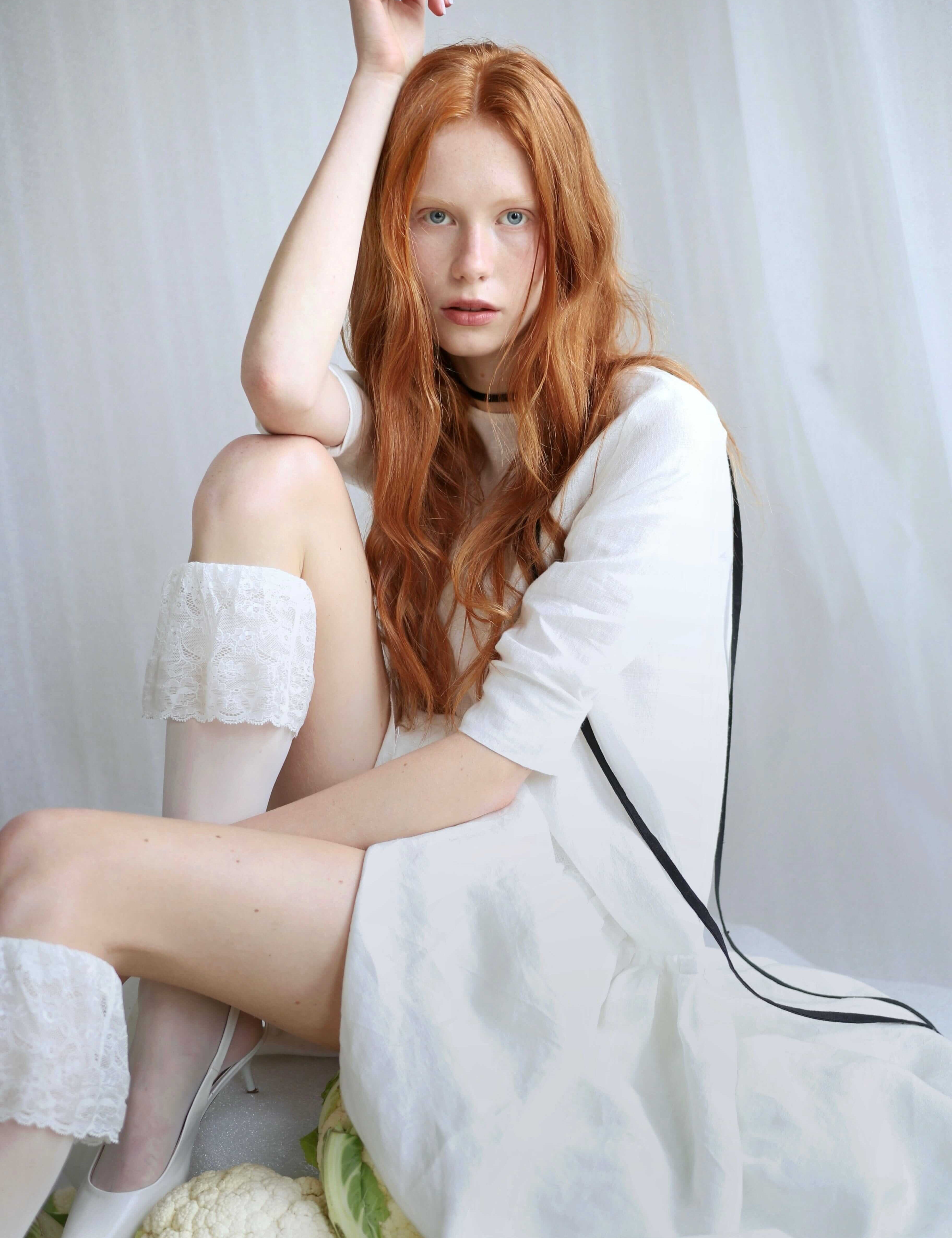  White Linen Dress With Pockets Product Amoralle