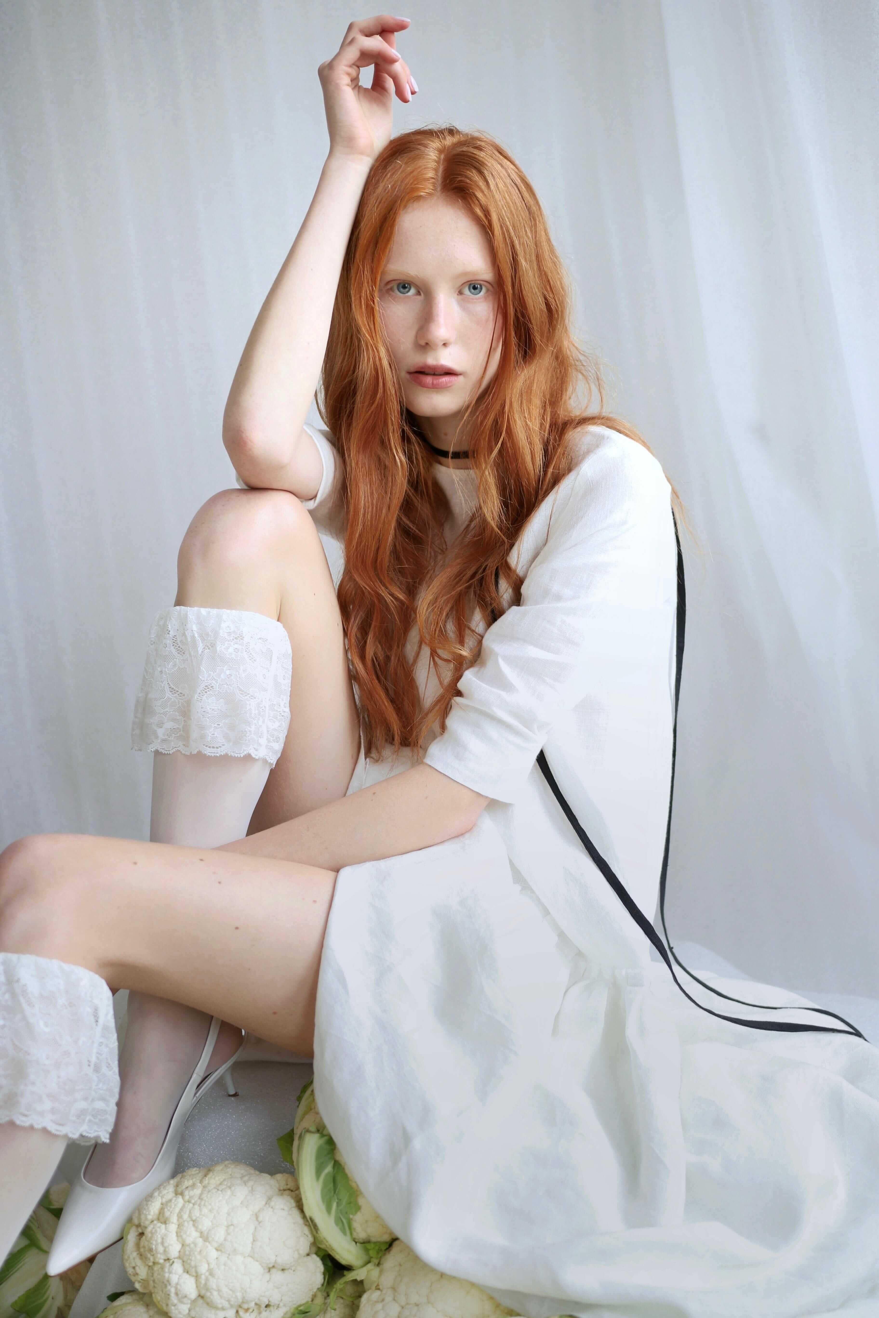  White Linen Dress With Pockets Product Amoralle