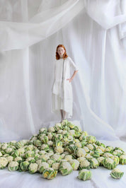  White Linen Dress With Pockets Product Amoralle
