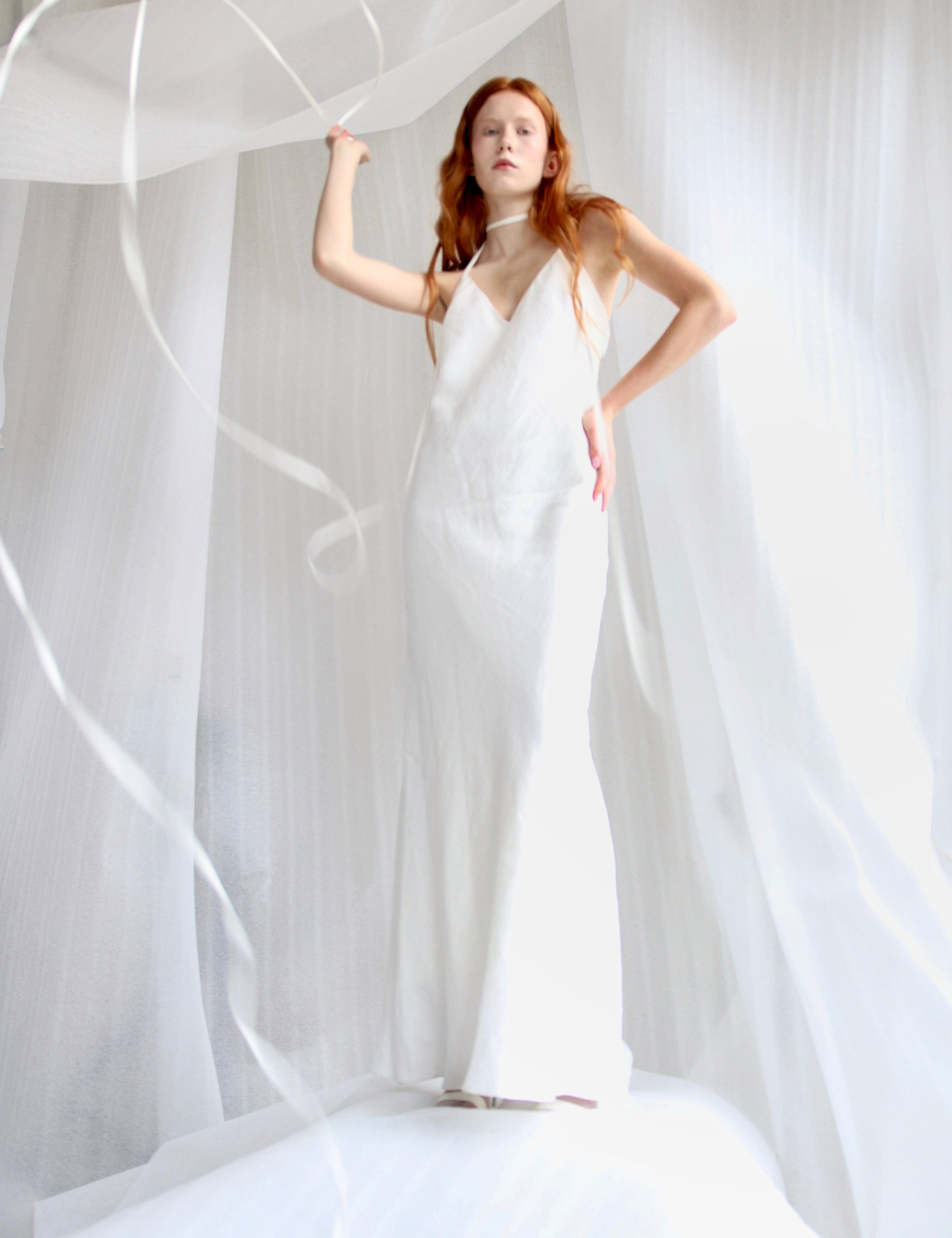 White Linen Maxi Slip Product Amoralle