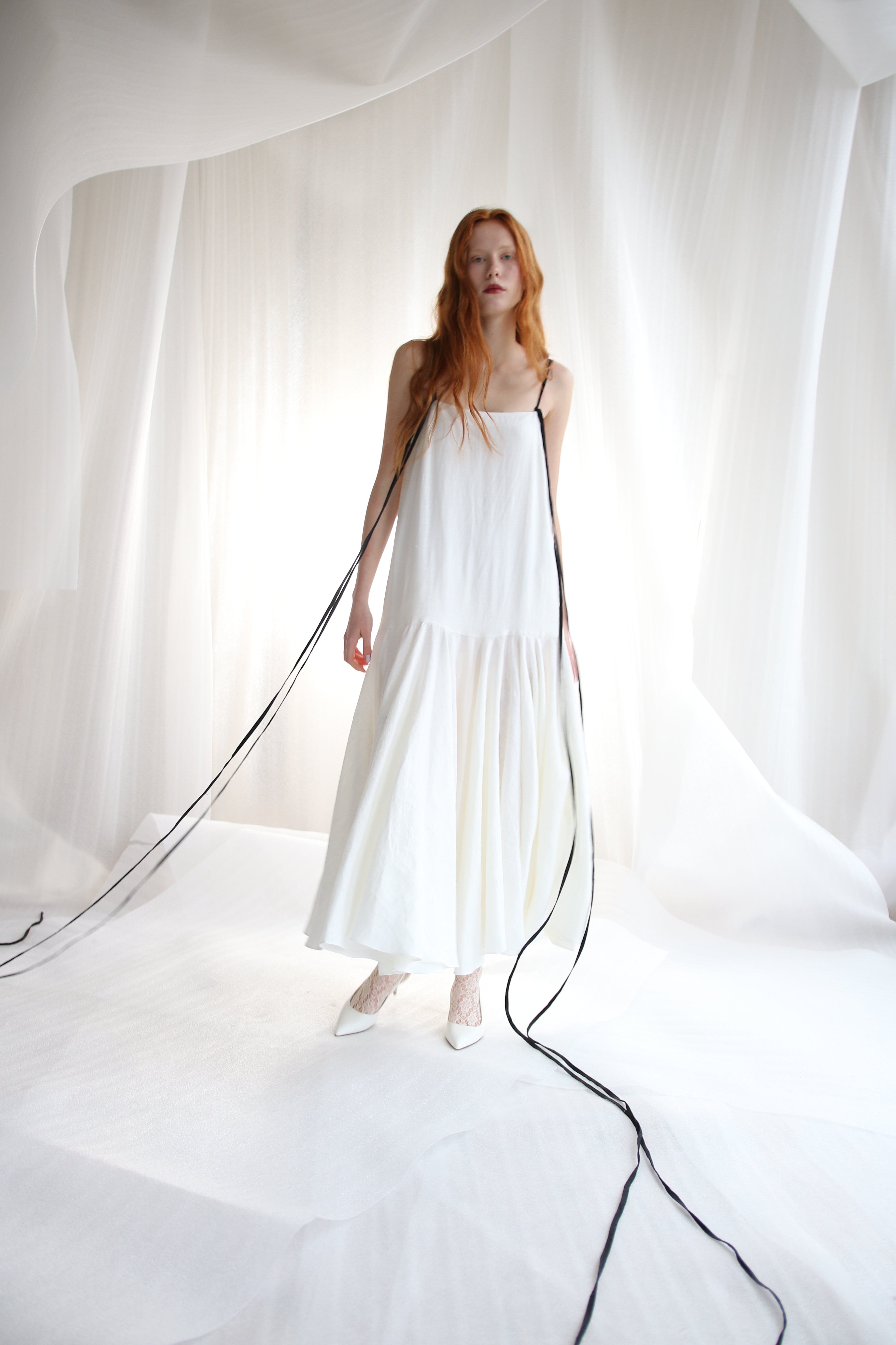  White Linen Romance Dress Product Amoralle