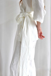  White Linen Set Wrap - Jacket And Trousers Product Amoralle